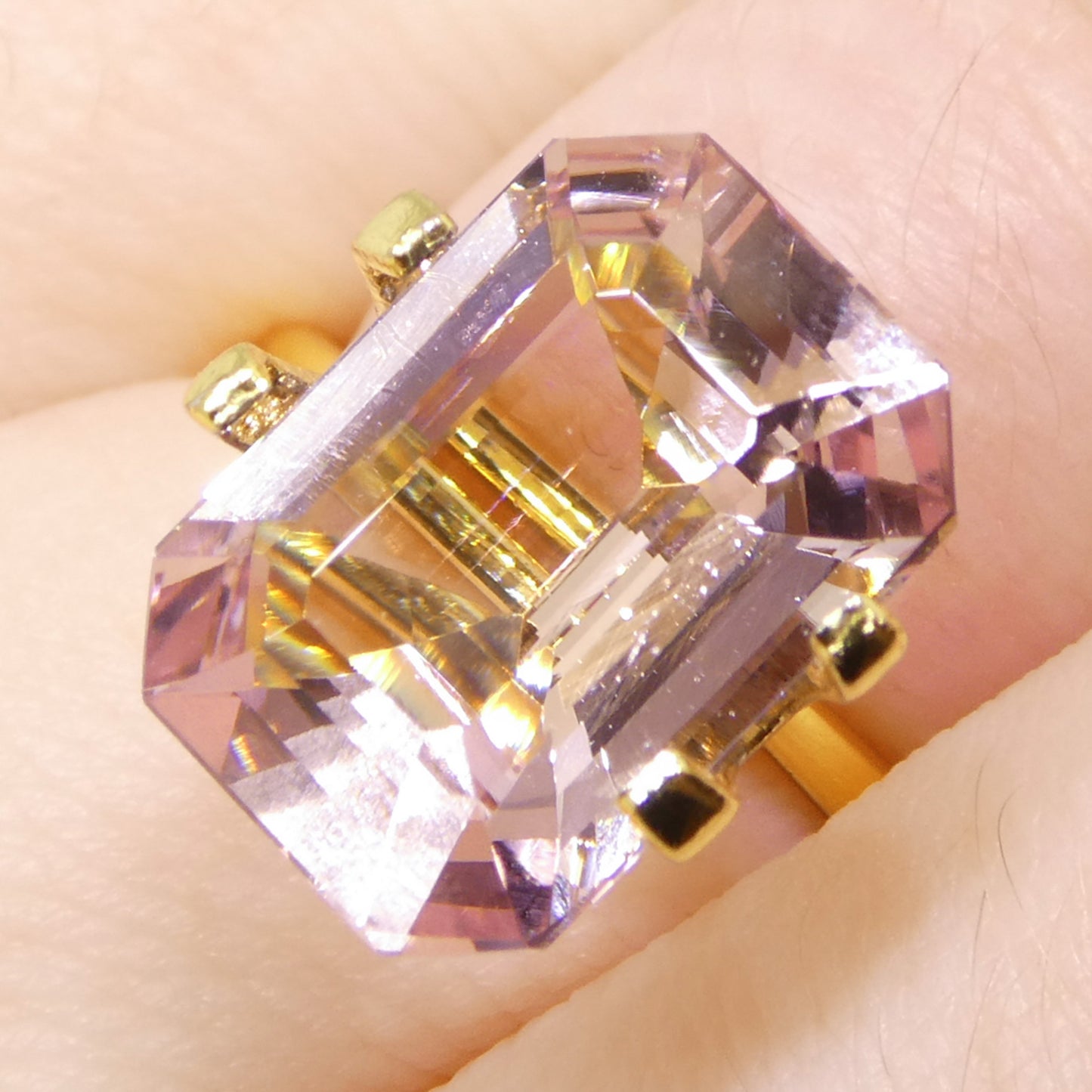 5.13ct Octagonal/Emerald Cut Orangy Pink Morganite from Brazil, Unheated - Skyjems Wholesale Gemstones