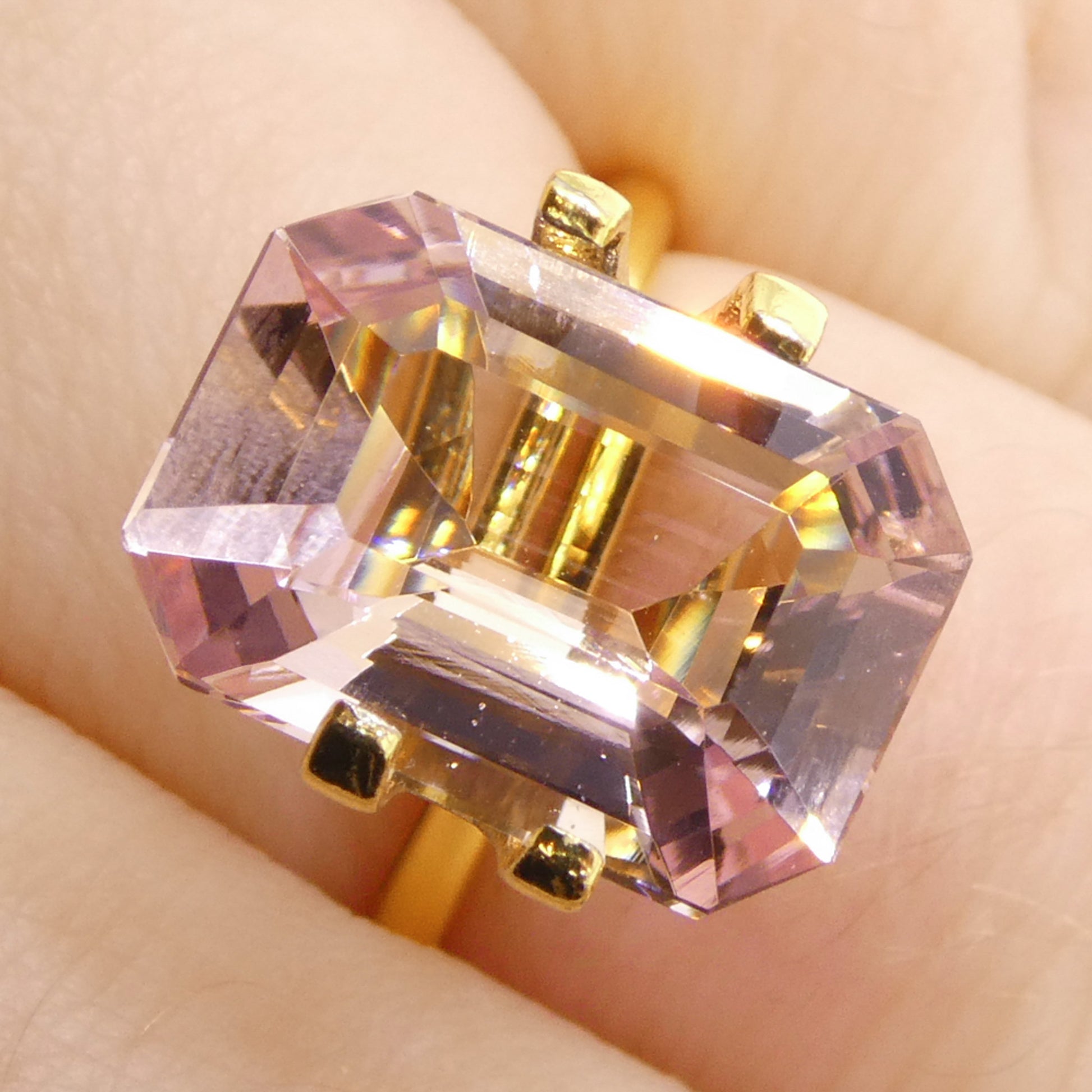 5.13ct Octagonal/Emerald Cut Orangy Pink Morganite from Brazil, Unheated - Skyjems Wholesale Gemstones