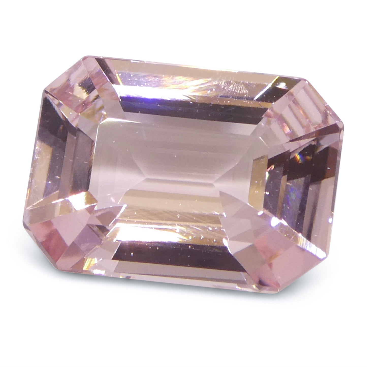 5.13ct Octagonal/Emerald Cut Orangy Pink Morganite from Brazil, Unheated - Skyjems Wholesale Gemstones