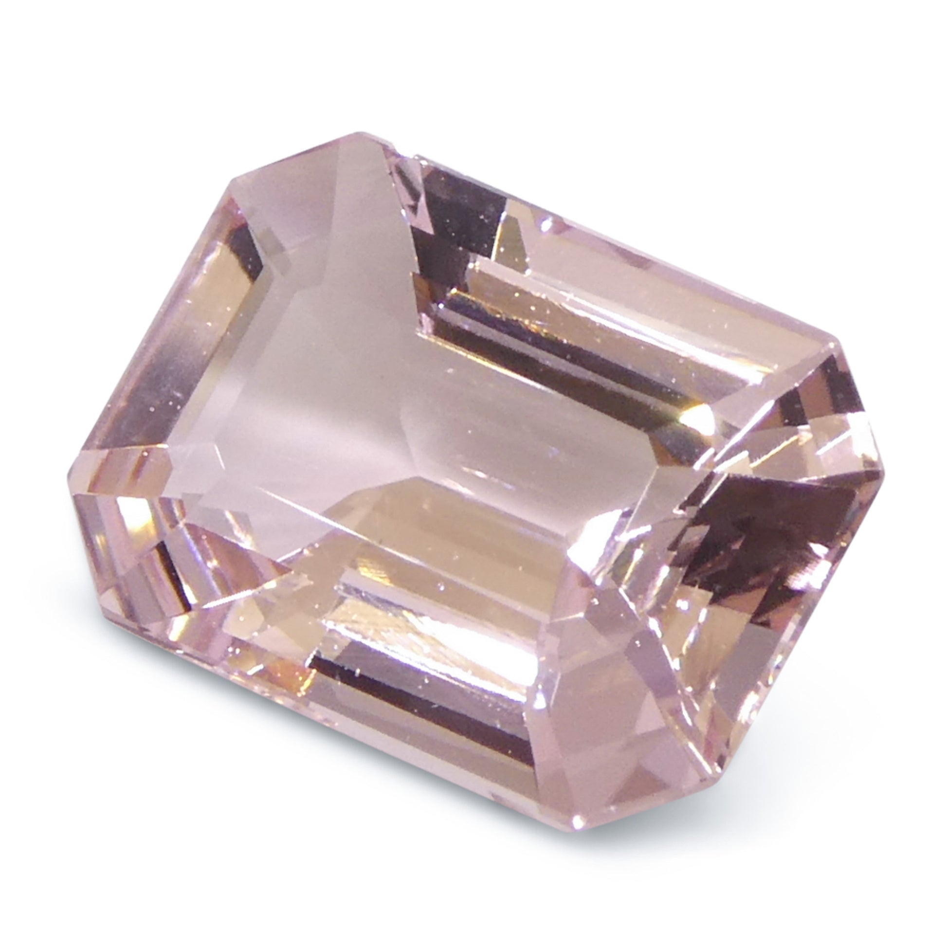 5.13ct Octagonal/Emerald Cut Orangy Pink Morganite from Brazil, Unheated - Skyjems Wholesale Gemstones