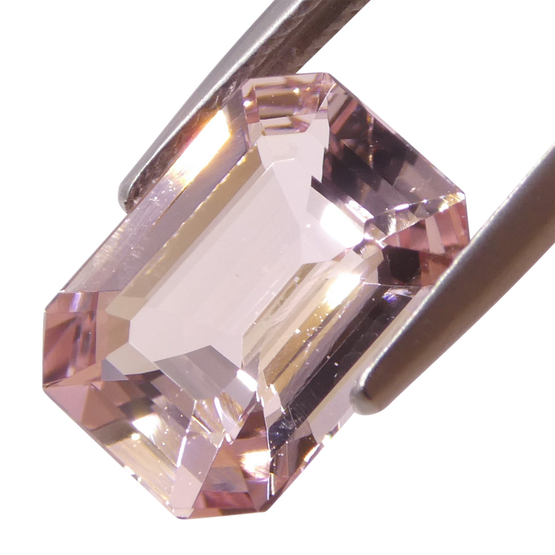 5.13ct Octagonal/Emerald Cut Orangy Pink Morganite from Brazil, Unheated - Skyjems Wholesale Gemstones