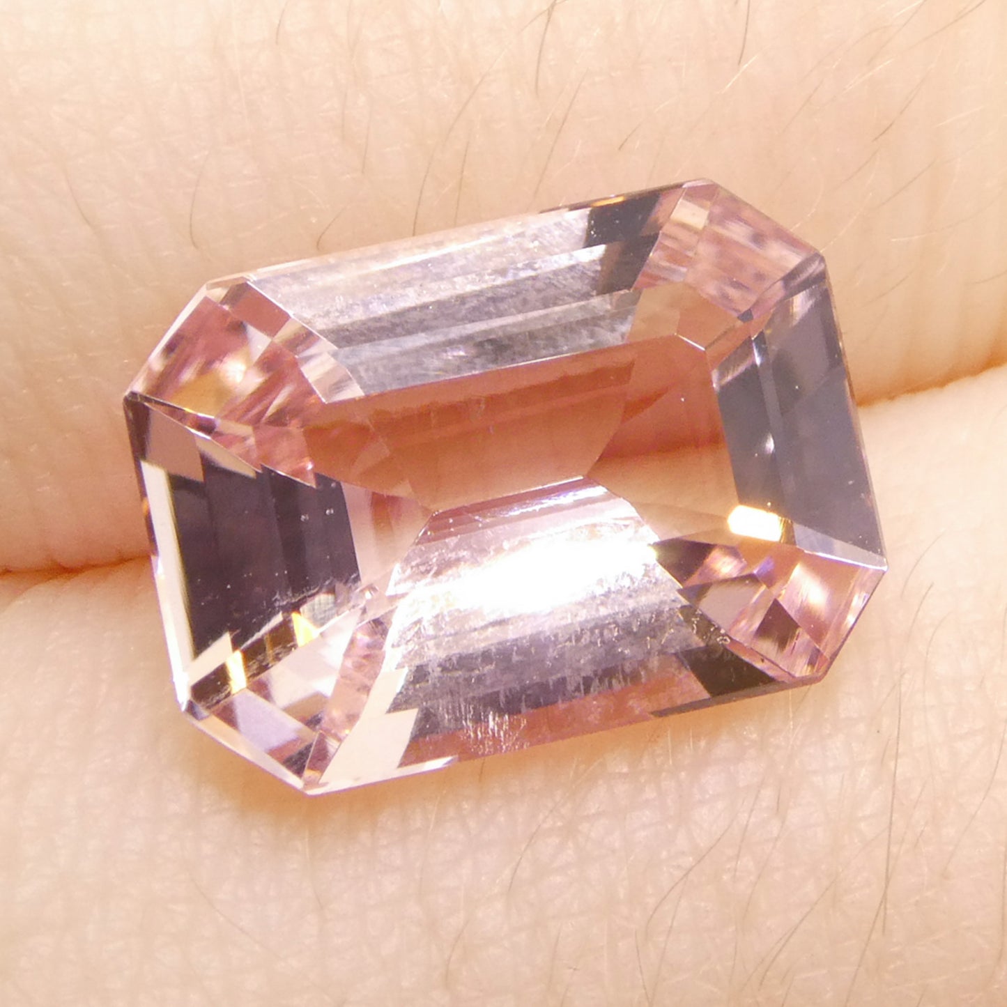 5.13ct Octagonal/Emerald Cut Orangy Pink Morganite from Brazil, Unheated - Skyjems Wholesale Gemstones