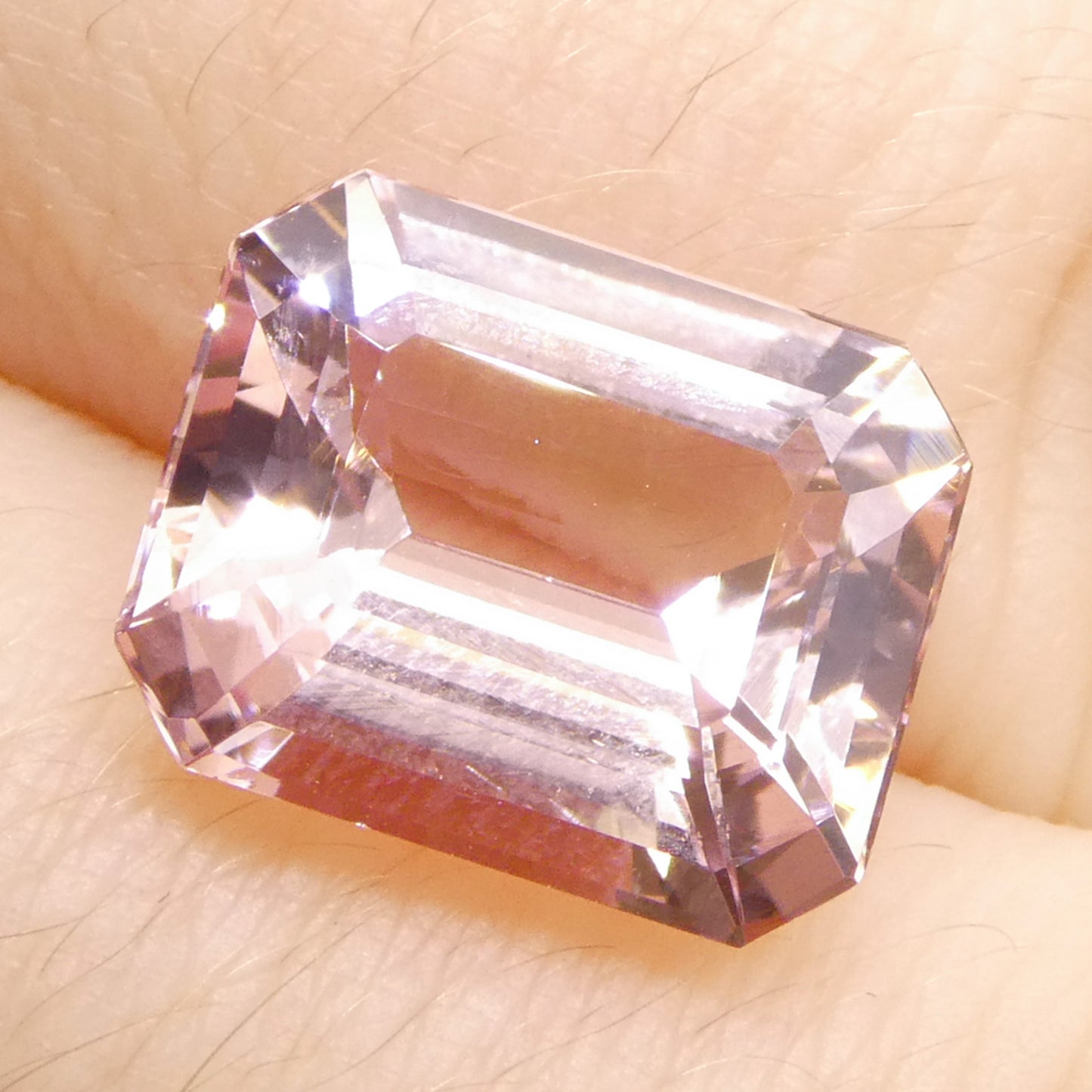 4.74ct Octagonal/Emerald Cut Orangy Pink Morganite from Brazil, Unheated - Skyjems Wholesale Gemstones