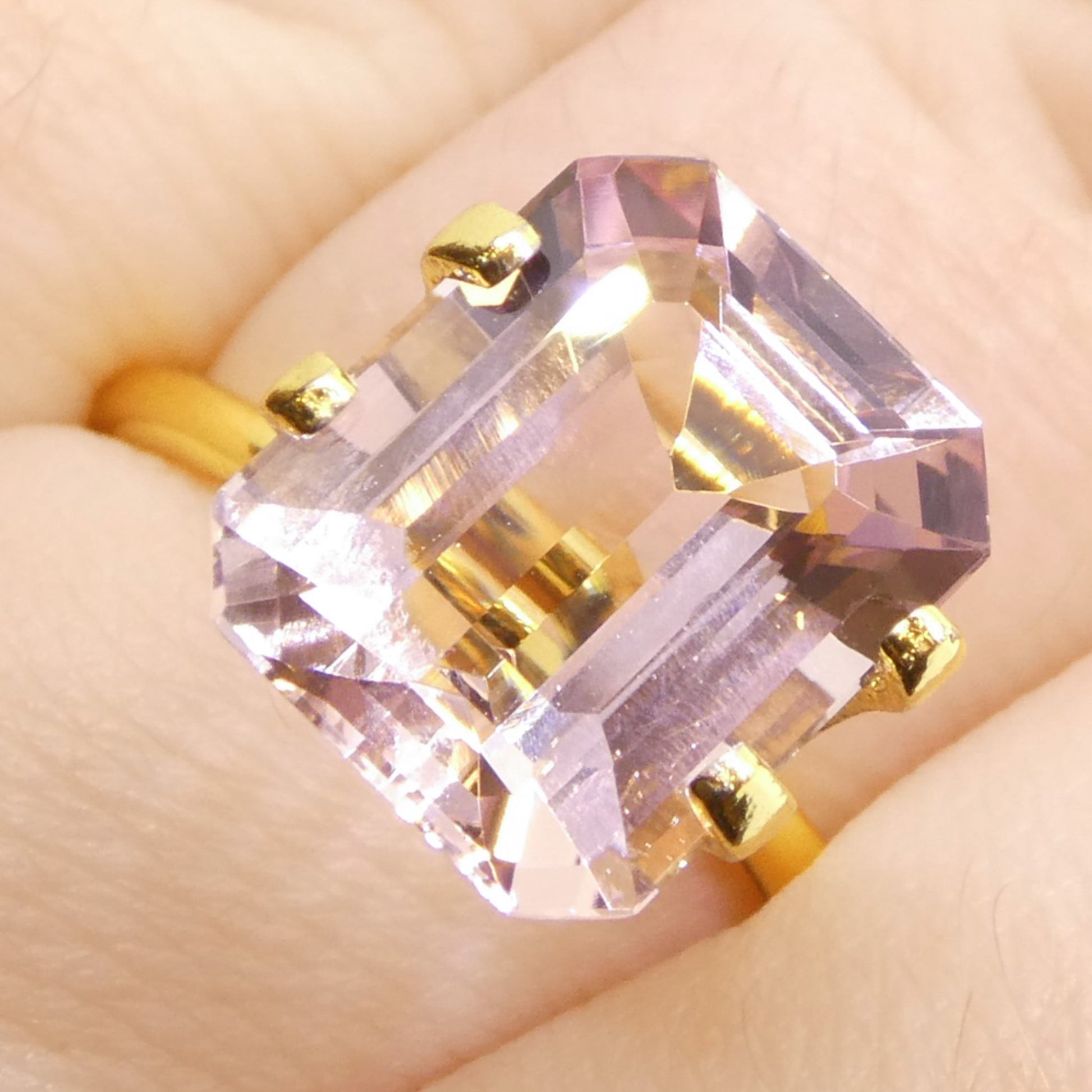 4.74ct Octagonal/Emerald Cut Orangy Pink Morganite from Brazil, Unheated - Skyjems Wholesale Gemstones