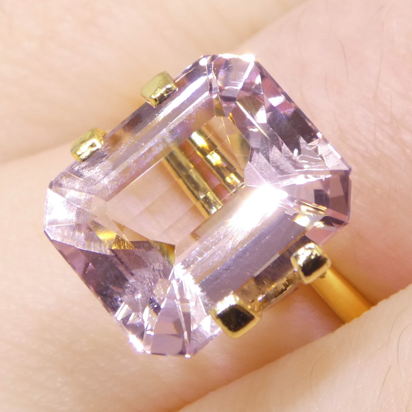 4.74ct Octagonal/Emerald Cut Orangy Pink Morganite from Brazil, Unheated - Skyjems Wholesale Gemstones