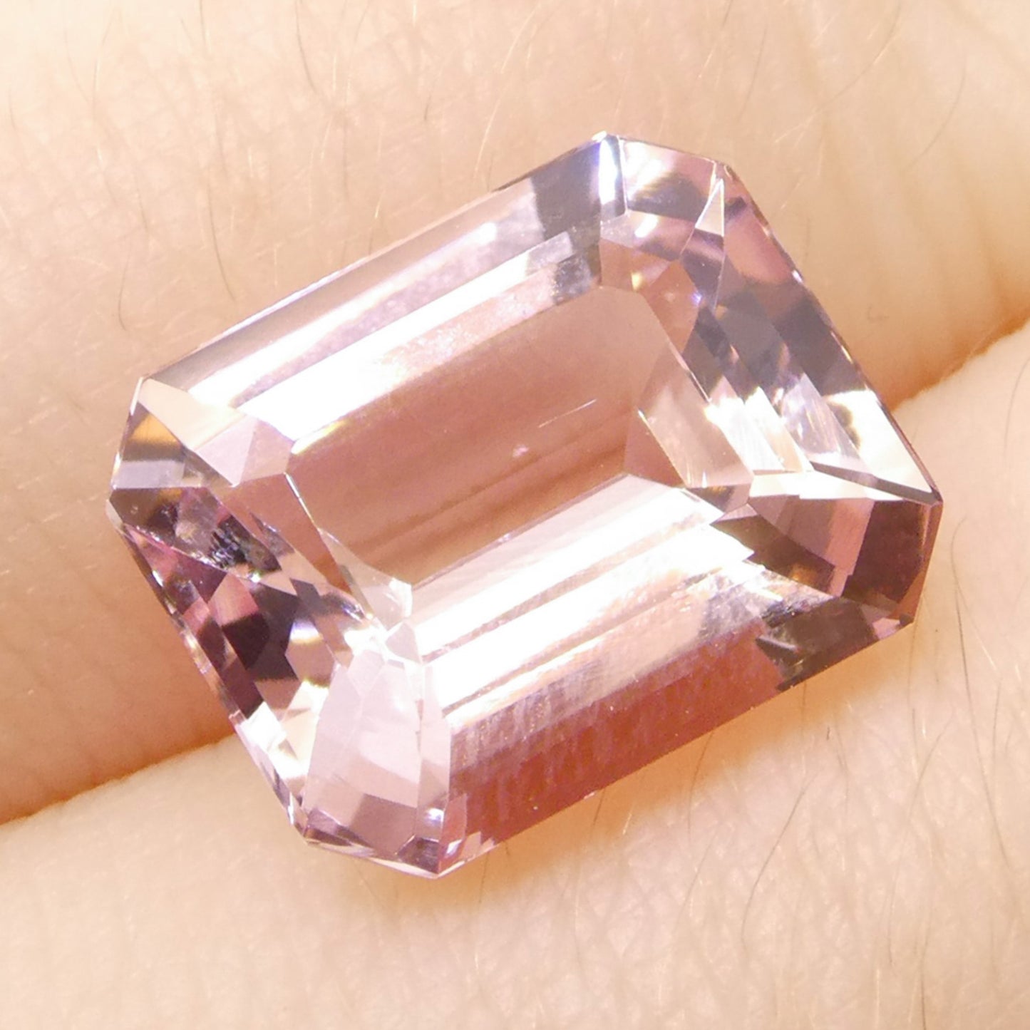 4.74ct Octagonal/Emerald Cut Orangy Pink Morganite from Brazil, Unheated - Skyjems Wholesale Gemstones