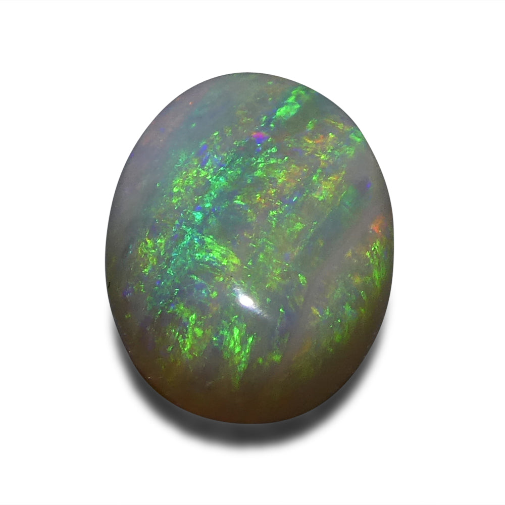 1.52ct White Opal Cabochon from Australia with Play of Color, premium single gemstone by SkyJems Canadian gem experts