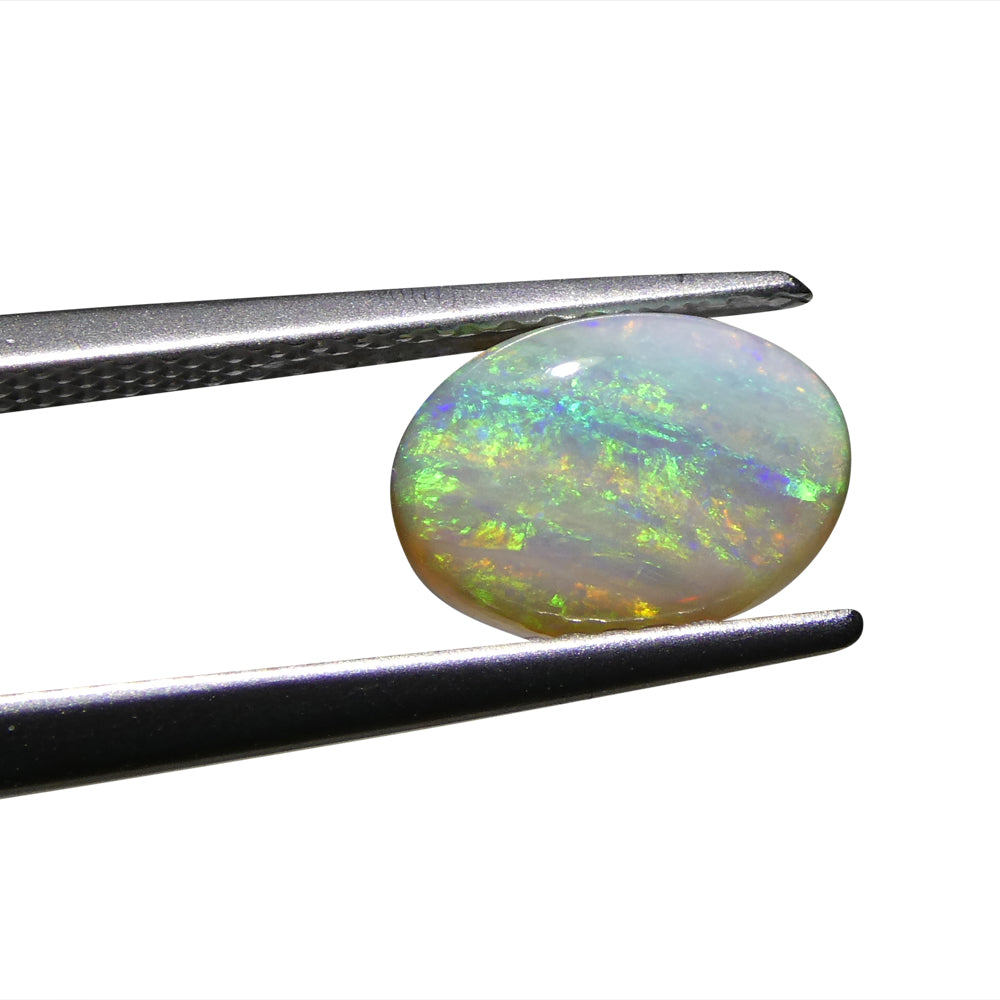 1.52ct Australian White Opal with Play of Color, Oval Cabochon Gemstone by SkyJems Canada