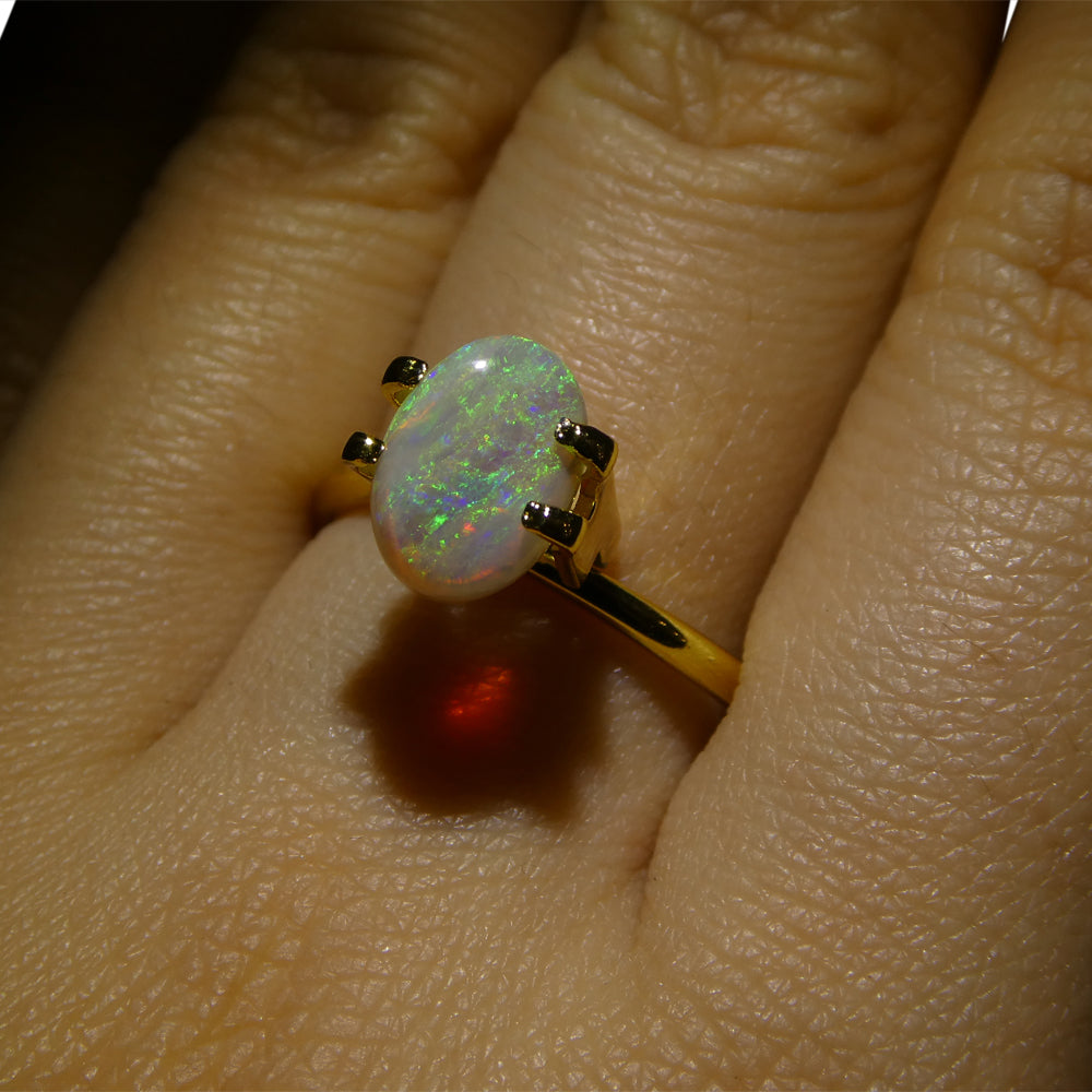 1.52ct Australian White Opal with Play of Color, Oval Cabochon Gemstone by SkyJems Canada