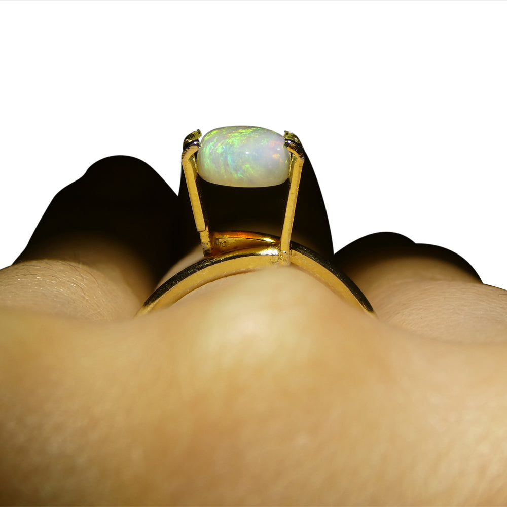 1.52ct Australian White Opal with Play of Color, Oval Cabochon Gemstone by SkyJems - Premium Loose Colored Stone