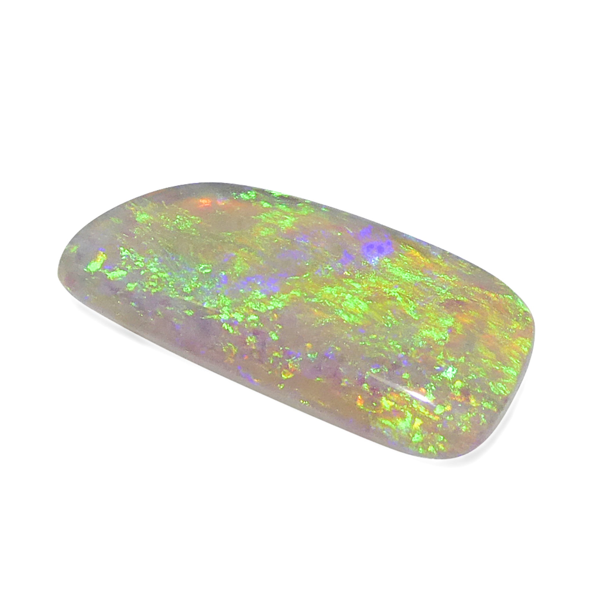 SkyJems 3.18ct White Opal Cabochon from Australia with vibrant play of color, rare freeform gemstone