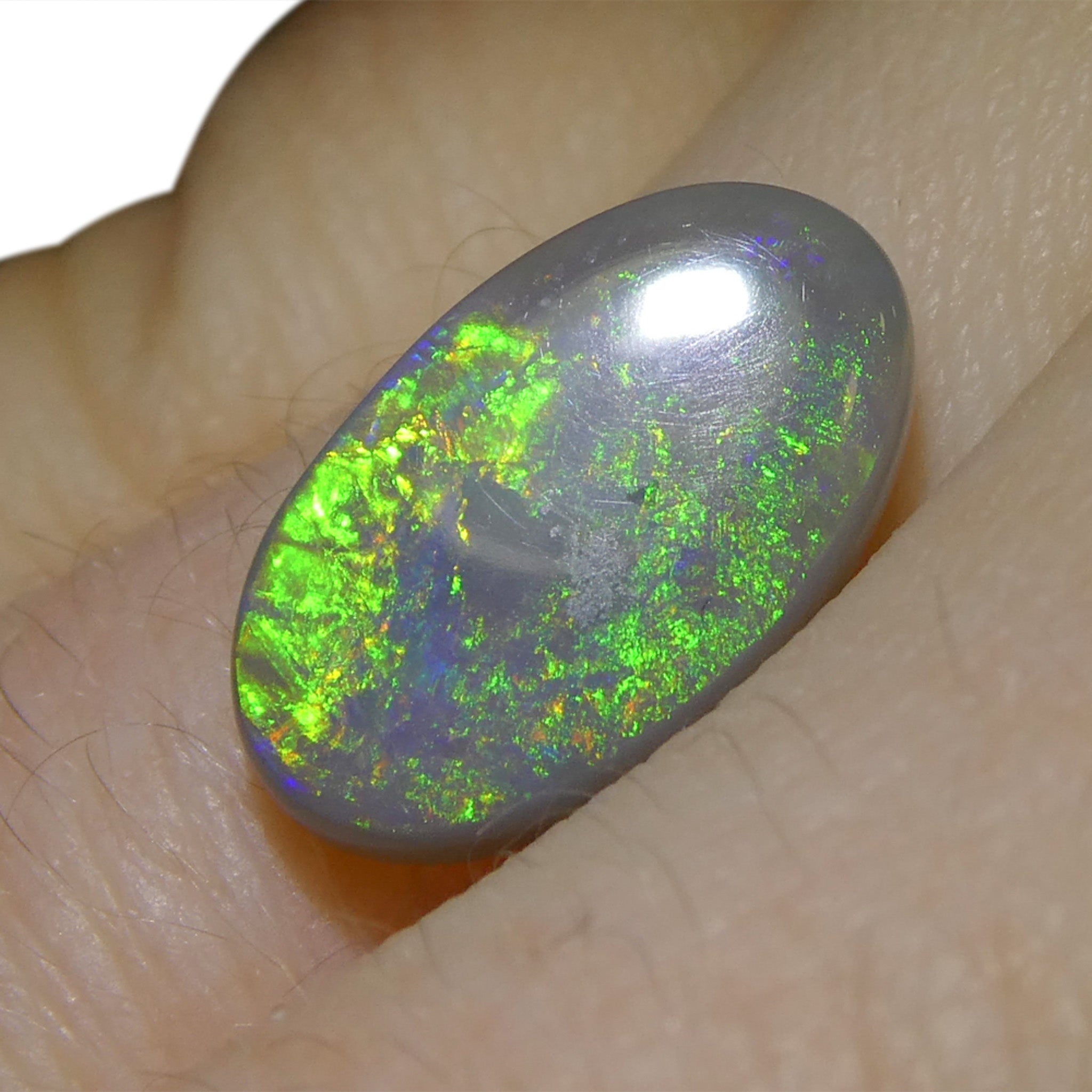 2.89ct Gray Australian Opal Cabochon with Play of Color by SkyJems, premium oval gemstone from Down Under