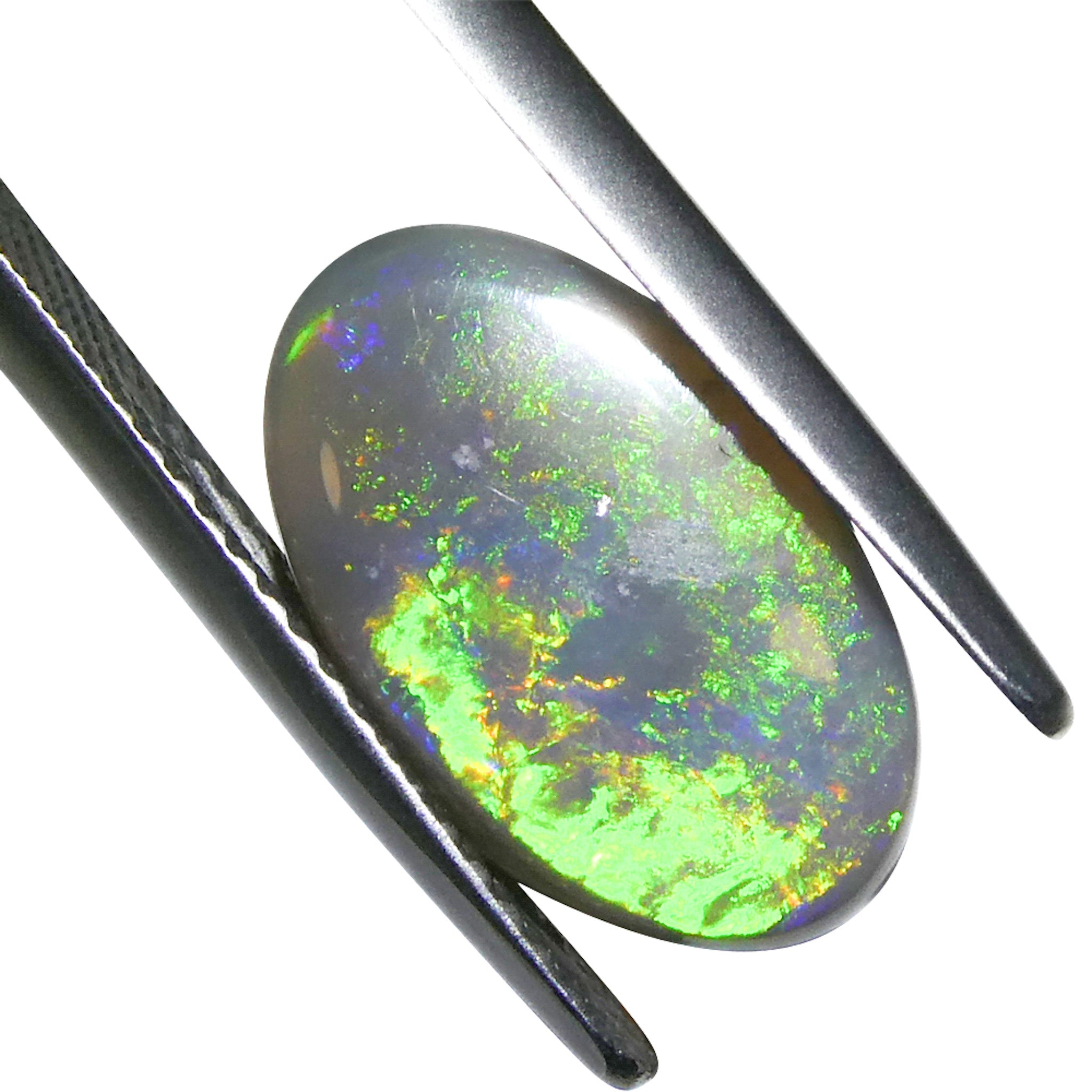 2.89ct Gray Australian Opal Cabochon with Play of Color by SkyJems, premium oval gemstone with multi-hued brilliance
