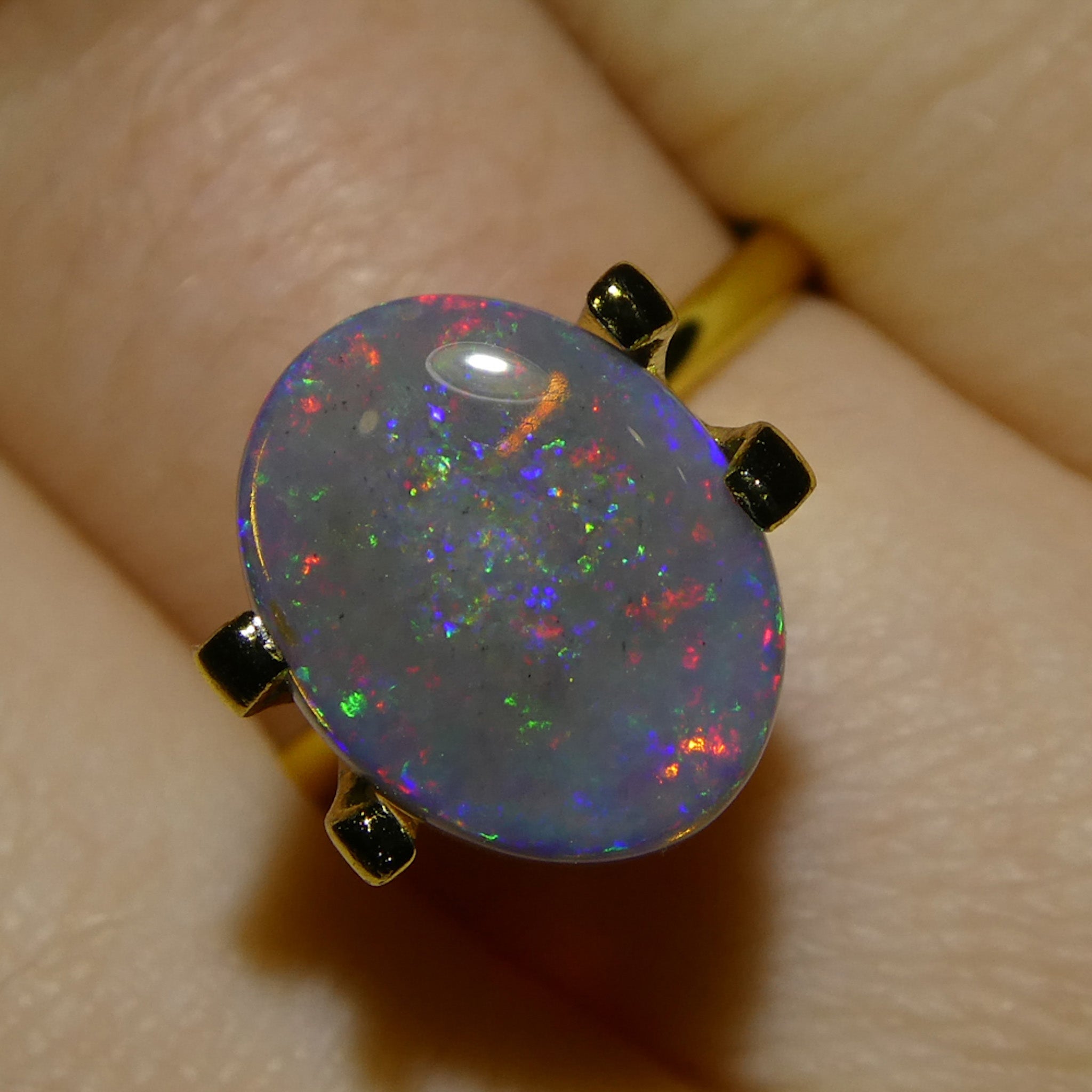 2.43ct Gray Australian Opal Cabochon with Play of Color by SkyJems, Rare Freeform Gemstone