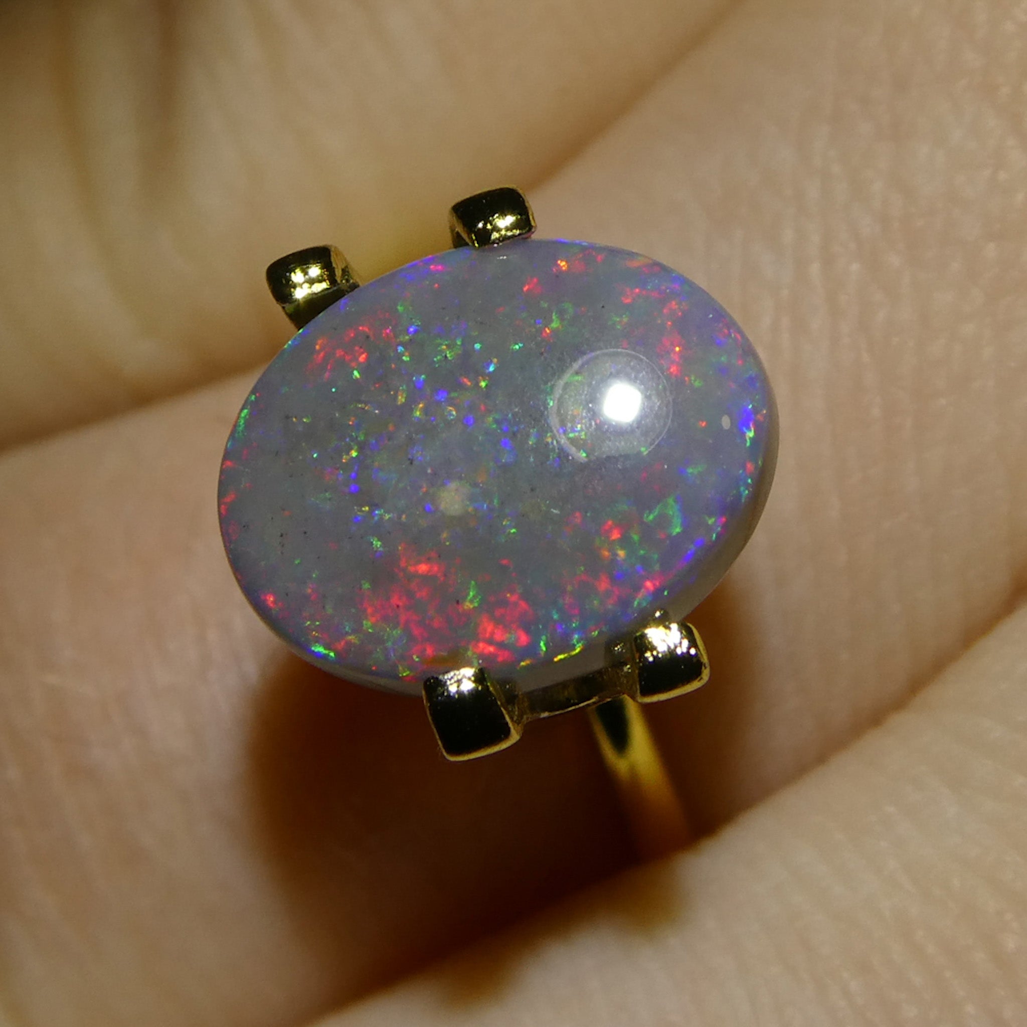2.43ct Gray Australian Opal Cabochon with Play of Color by SkyJems, Rare Freeform Gemstone