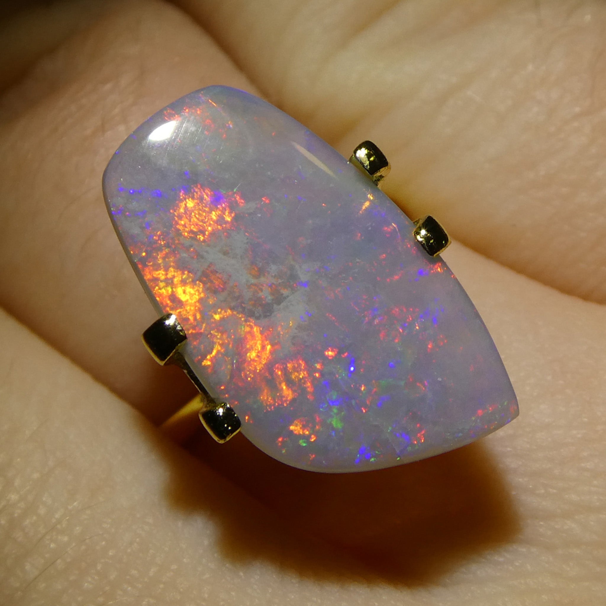 3.98ct Freeform Gray Australian Opal Cabochon with Play of Color | Premium Gemstone by SkyJems