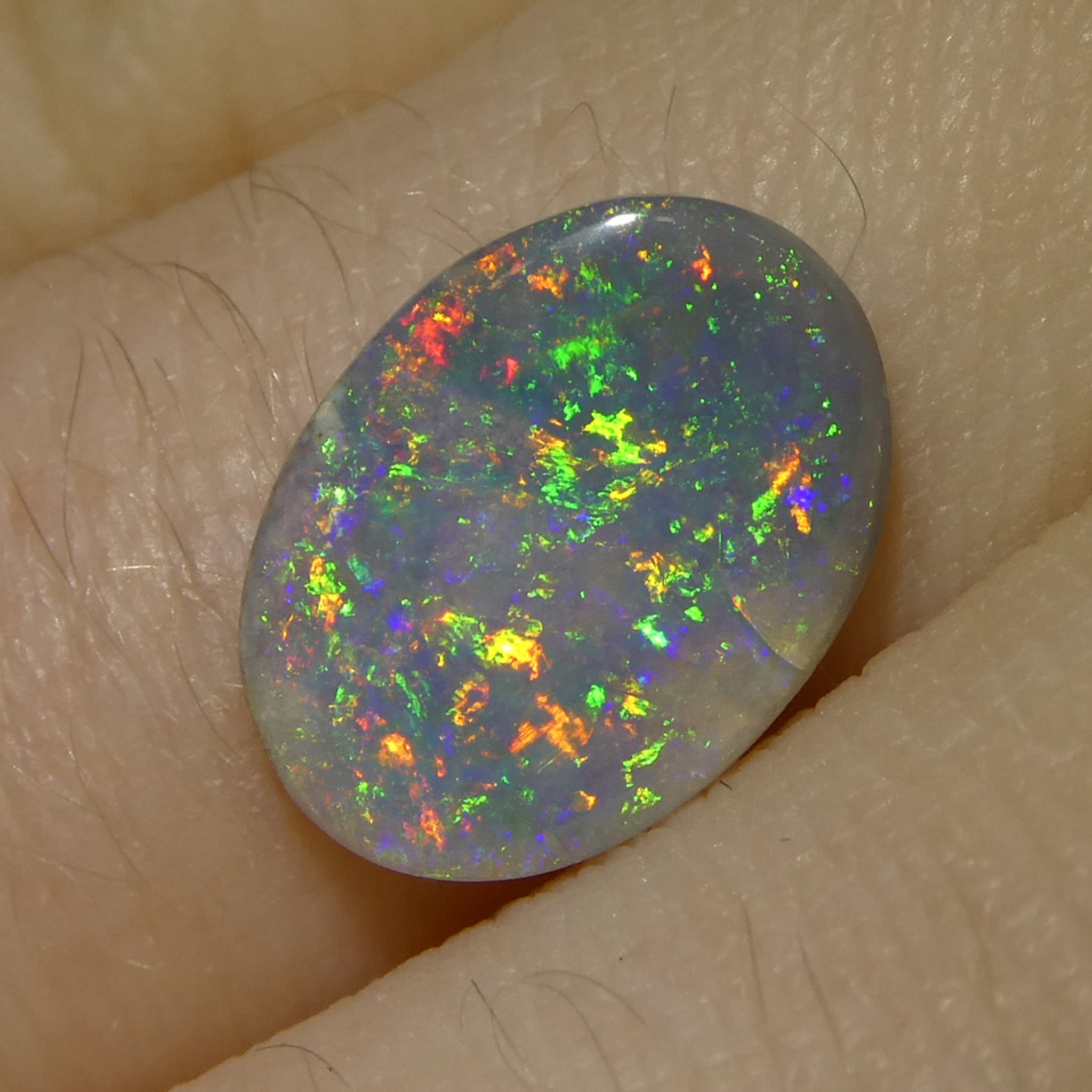 1.37ct Freeform Gray Australian Opal Cabochon with Play of Color by SkyJems, Rare Gemstone Collector's Specimen