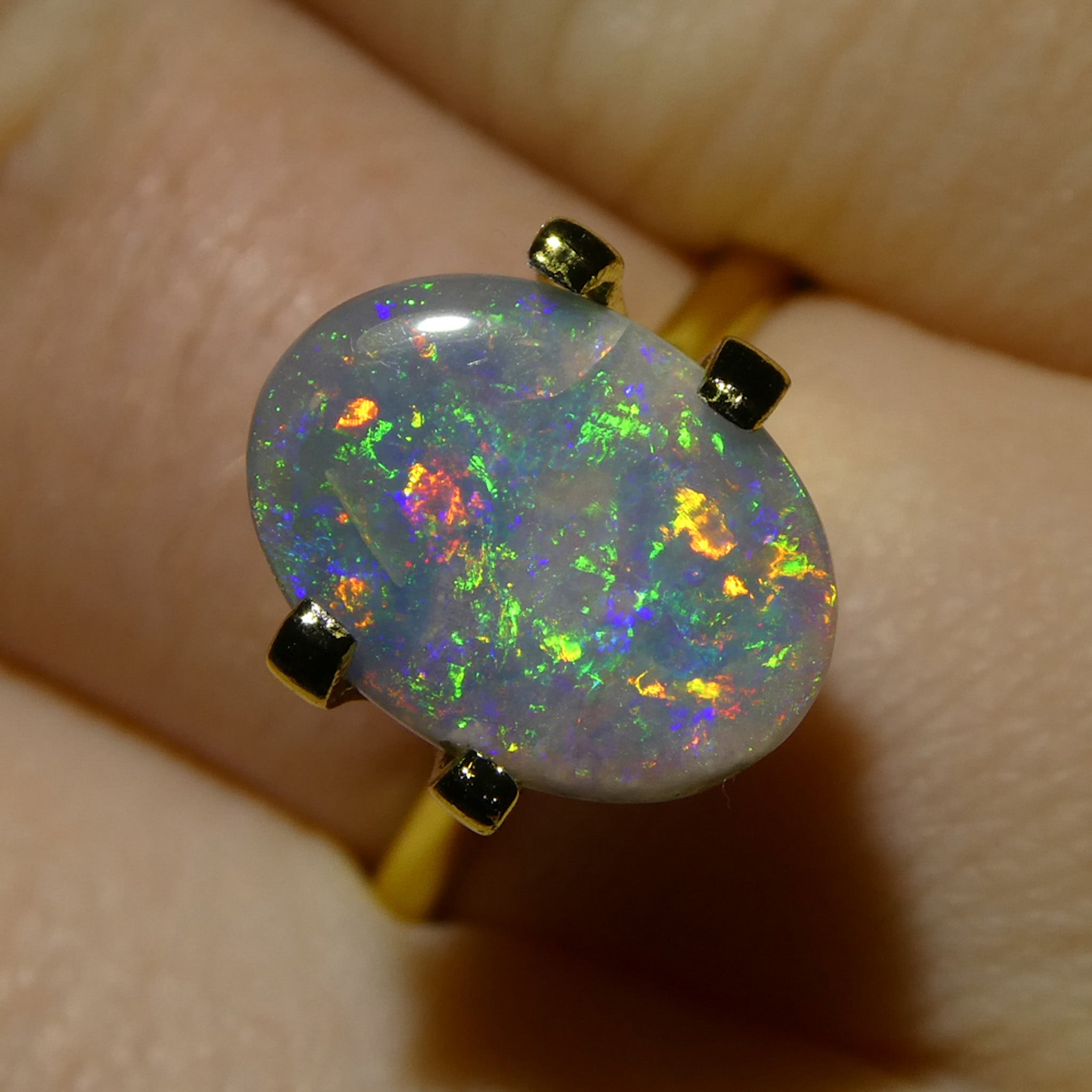 1.37ct Freeform Gray Australian Opal Cabochon with Play of Color by SkyJems, Rare Gemstone Collector's Specimen
