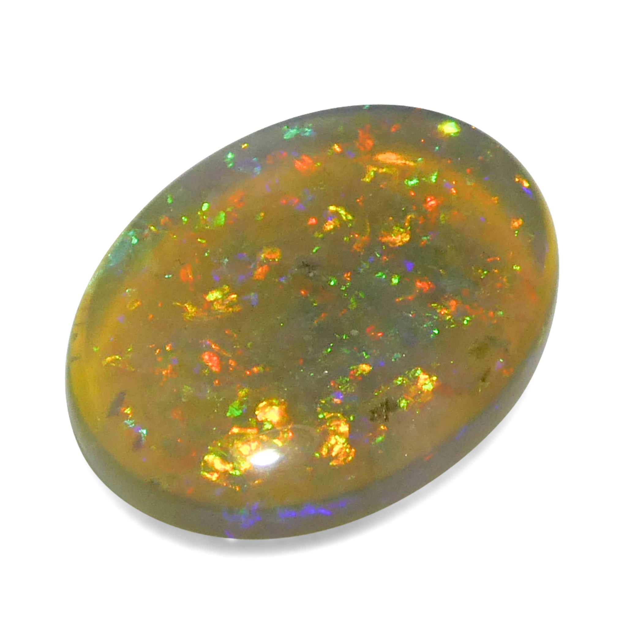 1.54ct White Oval Cabochon Opal from Australia with Play of Color, premium gemstone by SkyJems Canadian gem experts