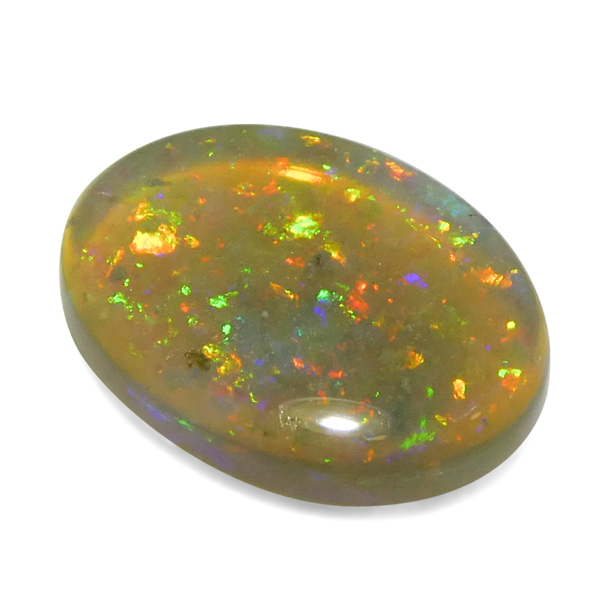 1.54ct White Oval Cabochon Opal from Australia with Play of Color, premium gemstone by SkyJems Canadian gem experts