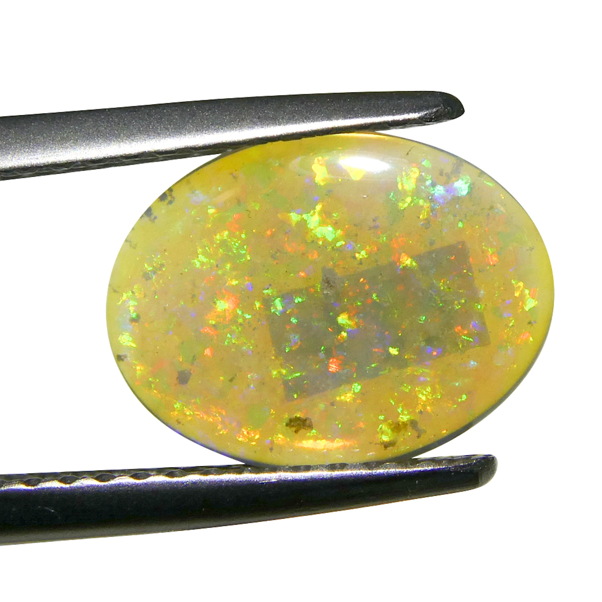 1.54ct White Oval Cabochon Opal from Australia with Play of Color | Premium Gemstone by SkyJems