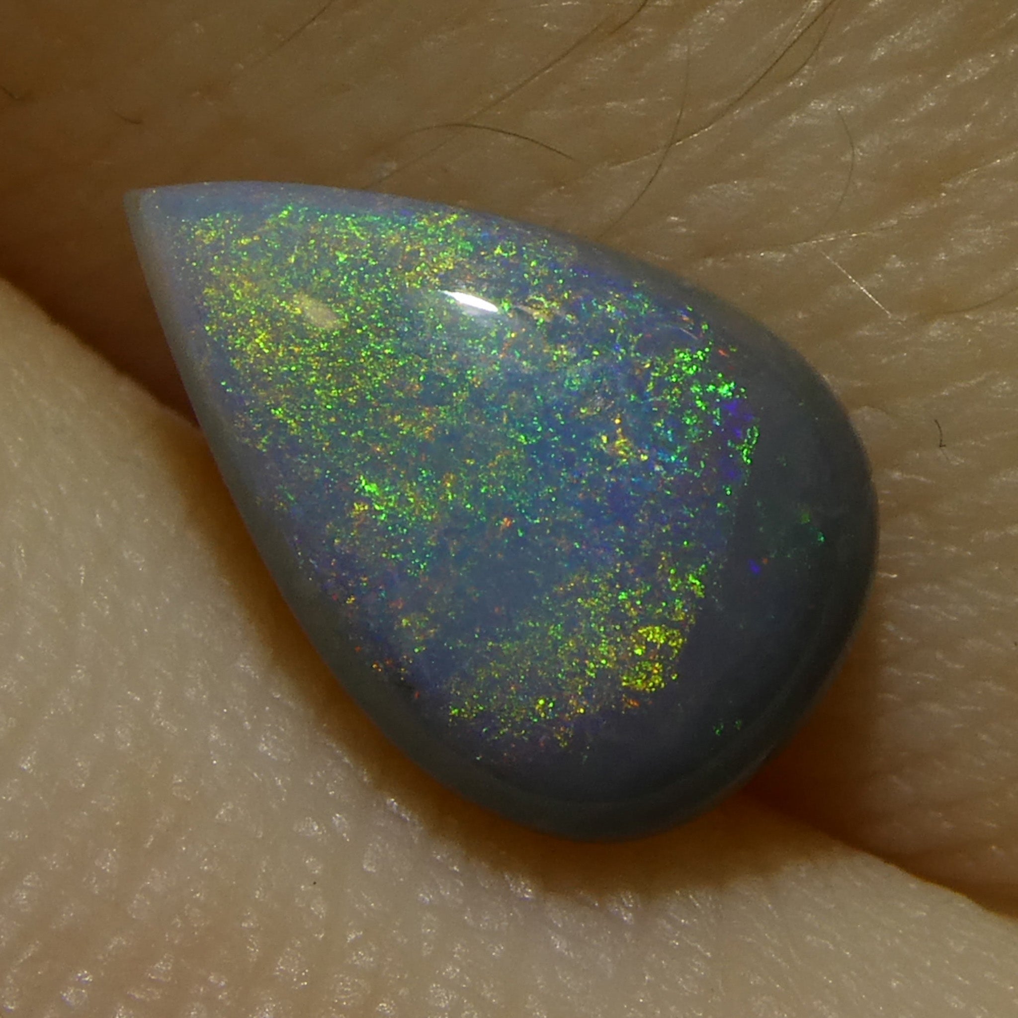 1.16ct Gray Australian Pear Cabochon Opal with Play of Color from SkyJems Gemstones
