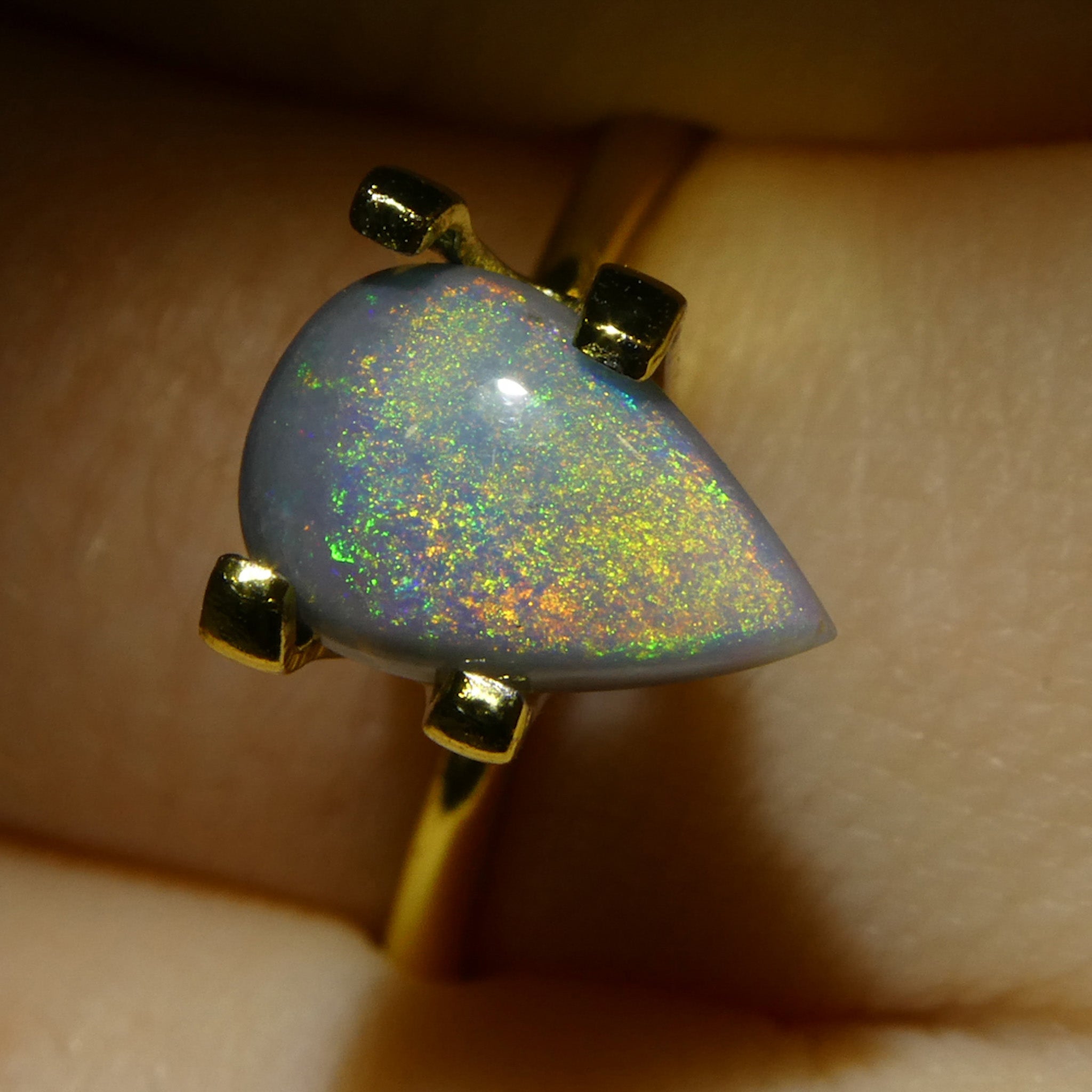 1.16ct Gray Australian Pear Cabochon Opal with Play of Color | Premium Gemstone by SkyJems