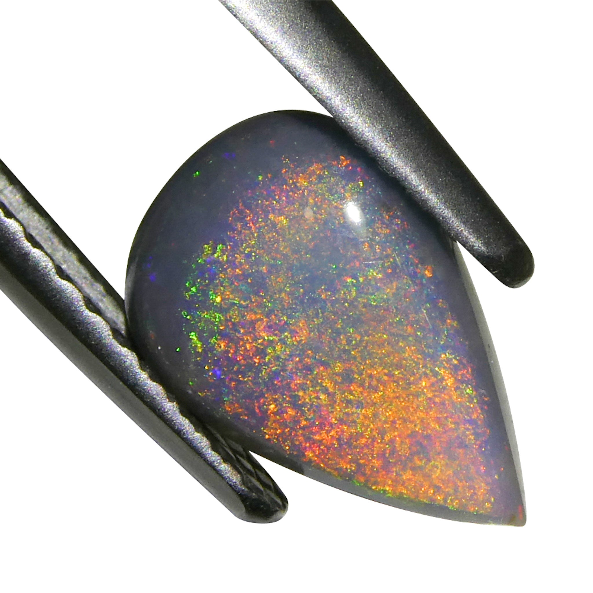 1.16ct Gray Australian Pear Cabochon Opal with Play of Color from SkyJems Gemstones Canada