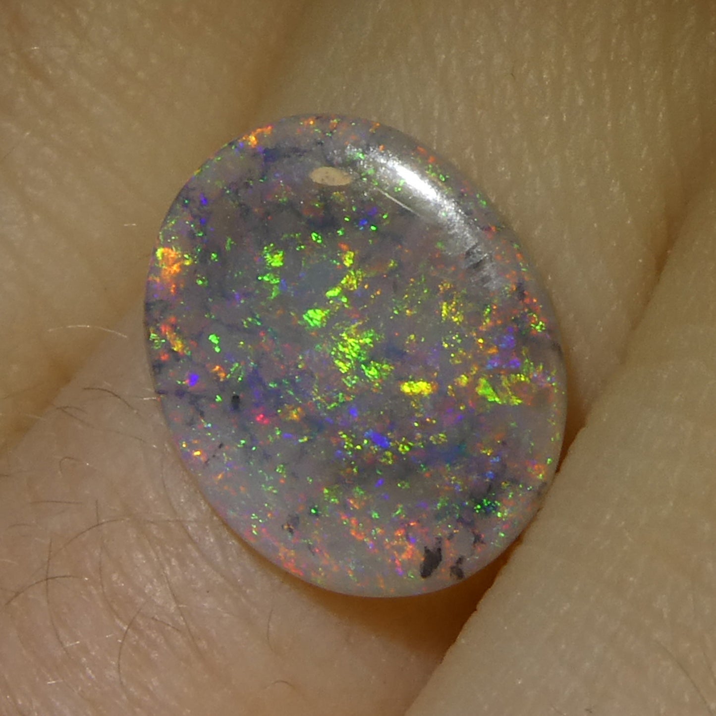 1.63ct Oval Cabochon Gray Opal from Australia - Skyjems Wholesale Gemstones