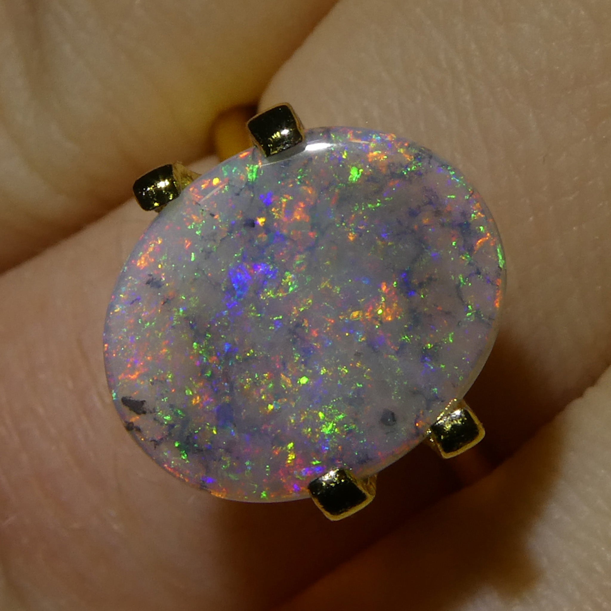 1.63ct Gray Australian Opal Cabochon with Play of Color by SkyJems, Rare Oval Gemstone Specimen