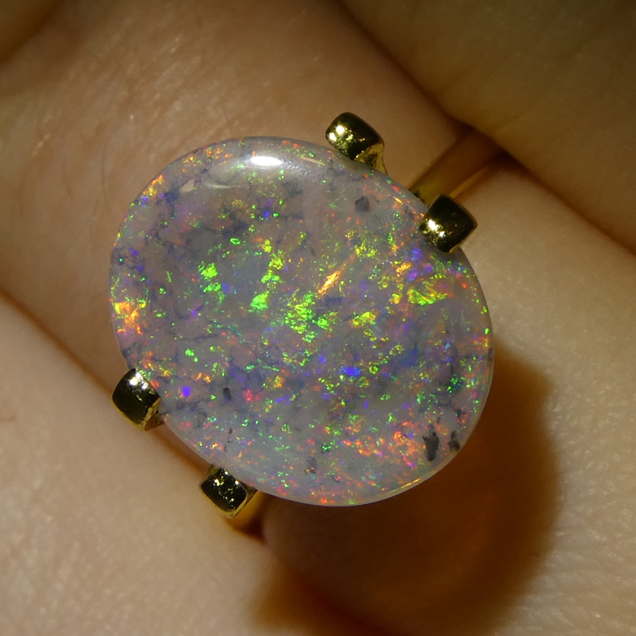 1.63ct Gray Oval Cabochon Opal from Australia with Play of Color | Premium Gemstone by SkyJems