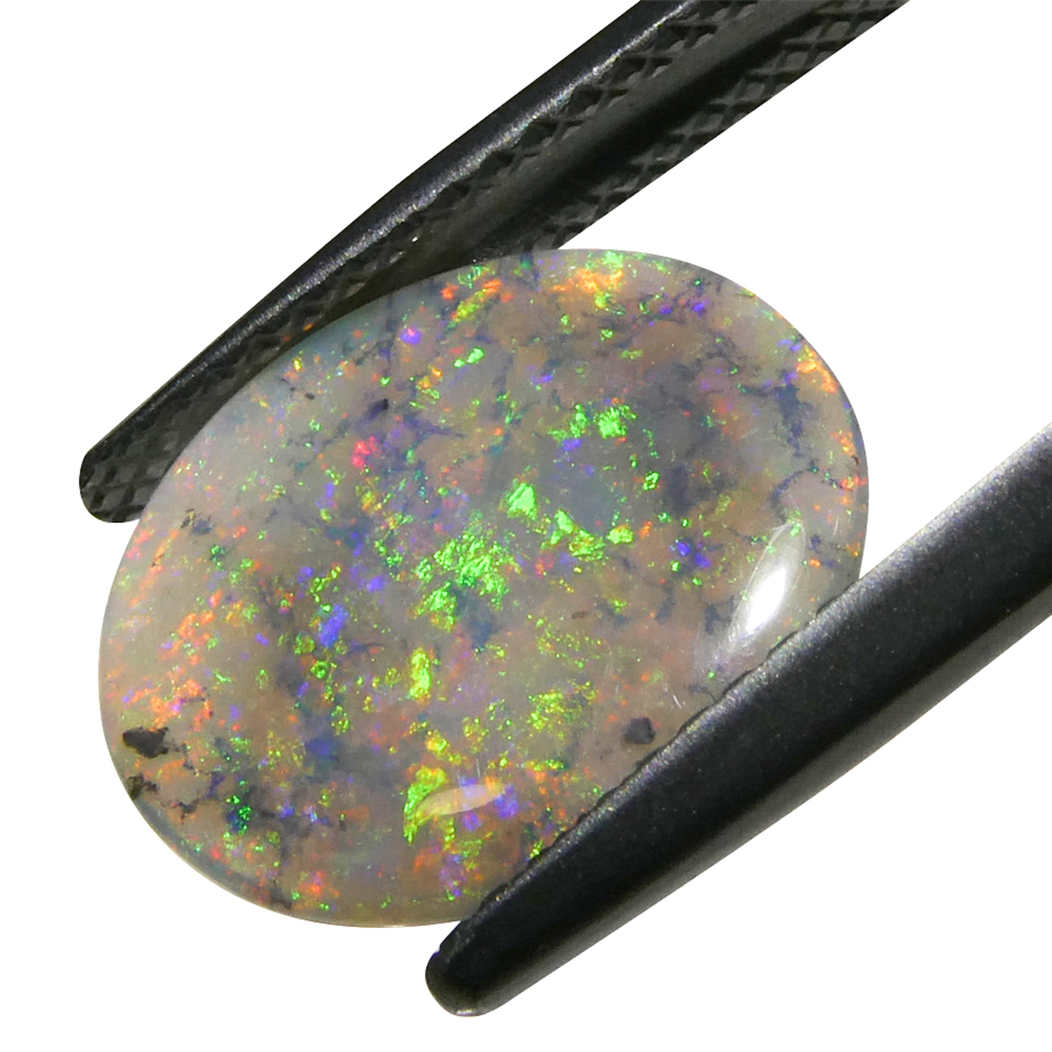 1.63ct Gray Australian Opal Cabochon with Play of Color by SkyJems, Rare Oval Gemstone from Down Under