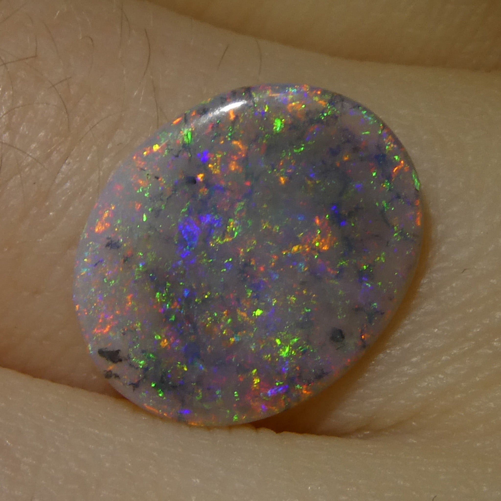 1.63ct Gray Australian Opal Cabochon with Play of Color by SkyJems, Rare Oval Gemstone from Down Under