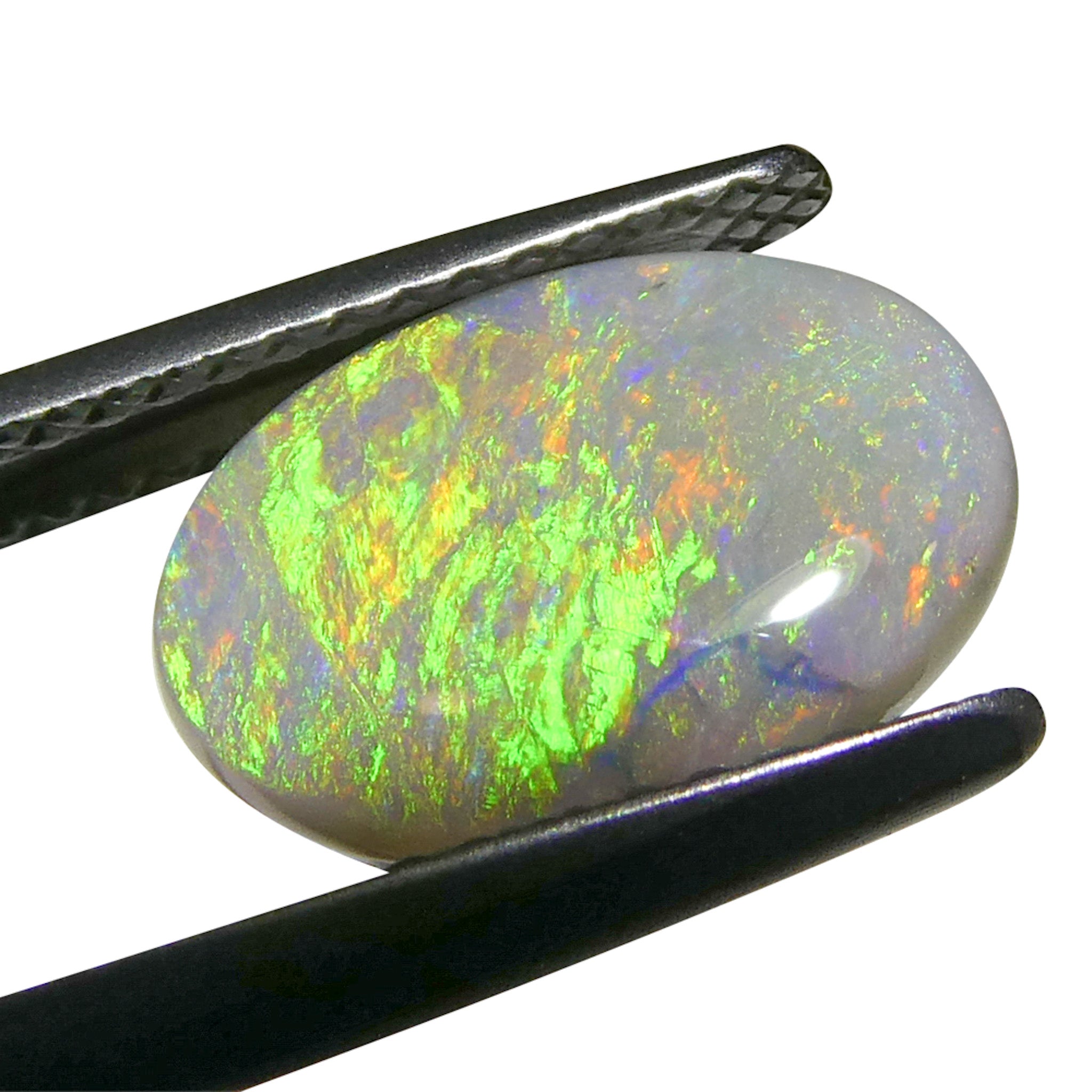 2-carat oval gray Australian opal cabochon from SkyJems, showcasing subtle play of color and natural gemstone beauty