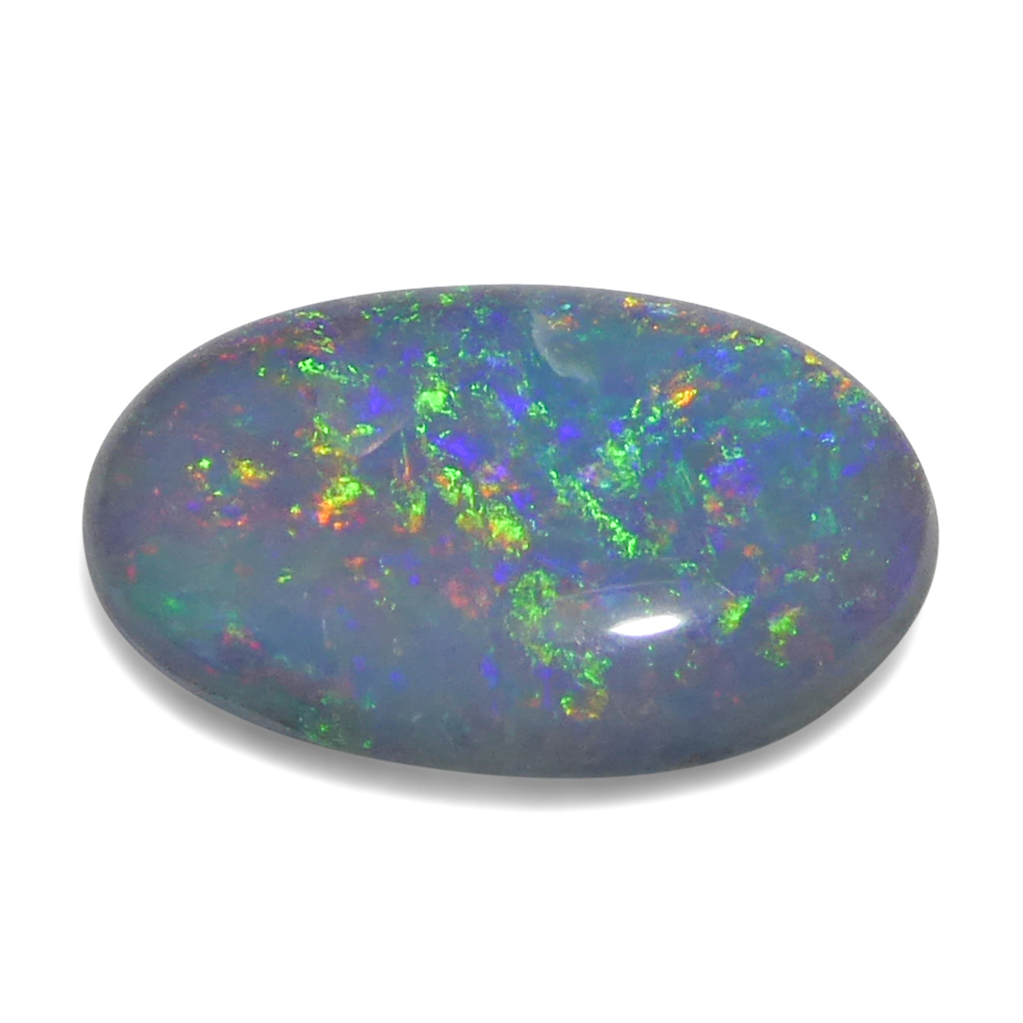 0.86ct Gray Oval Cabochon Opal from Australia, rare gemstone with play of color by SkyJems Canadian gem experts