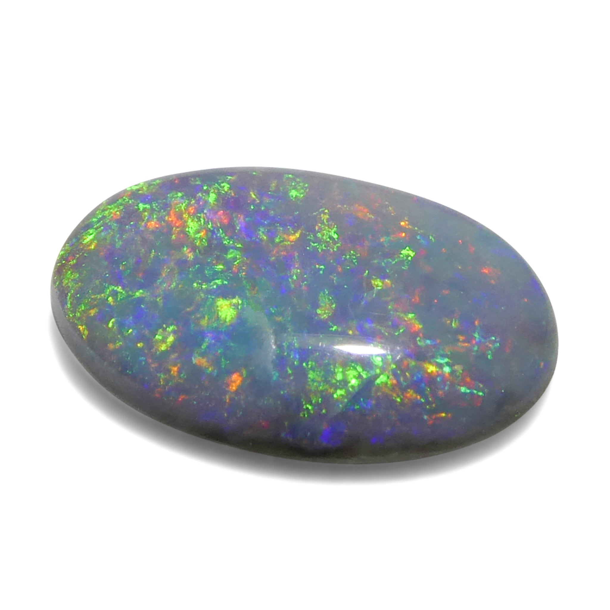 0.86ct Gray Oval Cabochon Opal from Australia, rare gemstone with play of color by SkyJems Canadian gem experts