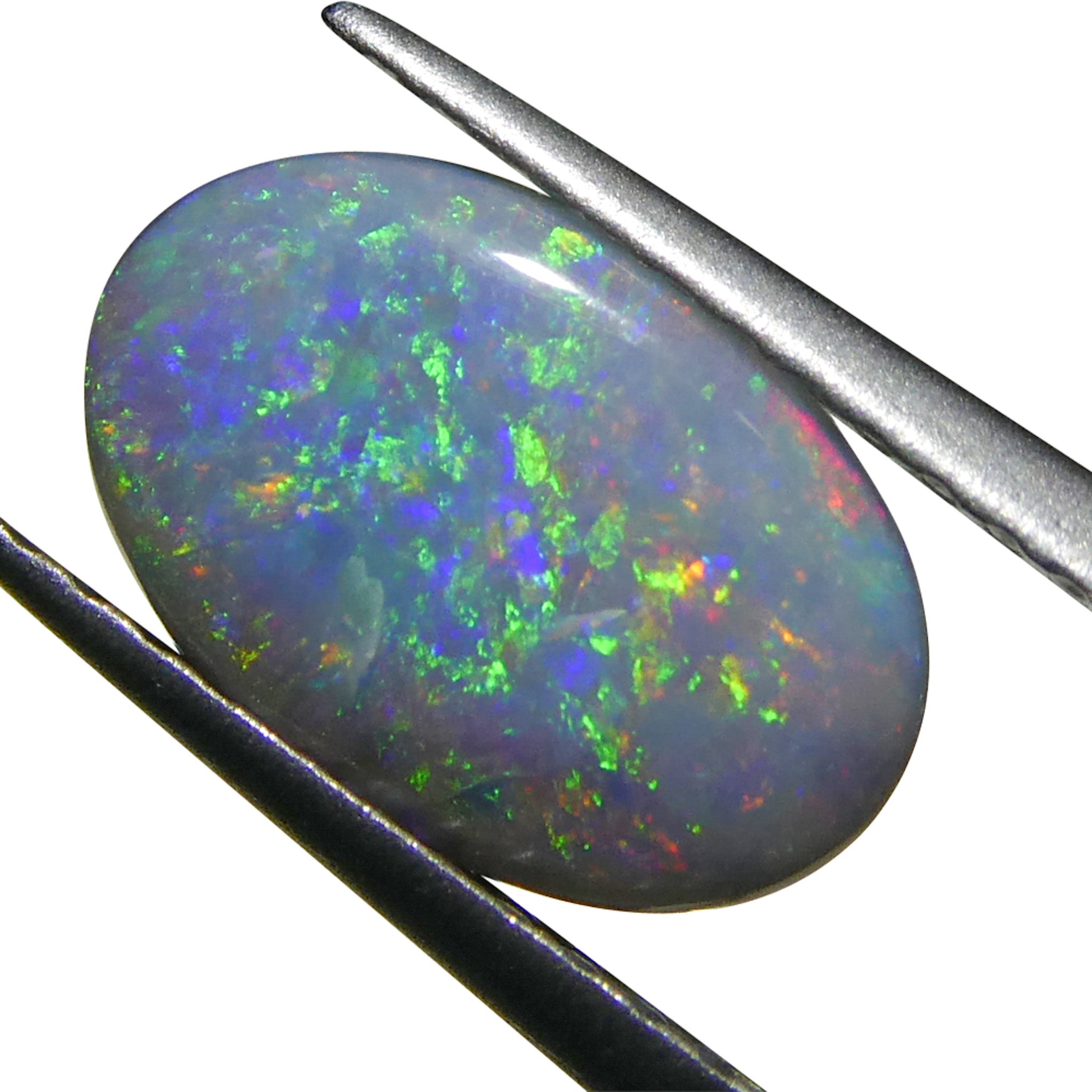 0.86ct Gray Oval Cabochon Opal from Australia, rare gemstone with play of color by SkyJems Canadian gem experts