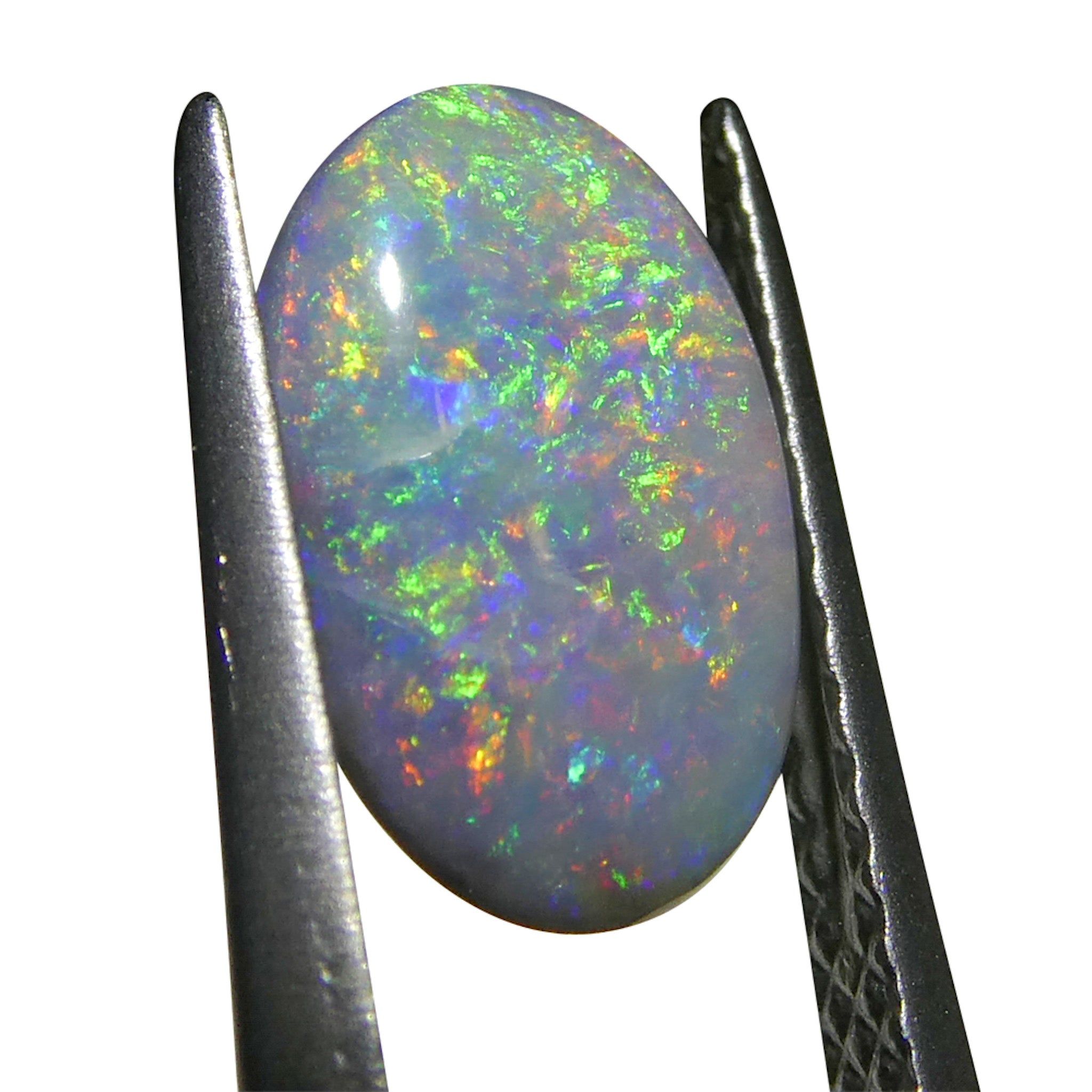 0.86ct Gray Oval Cabochon Opal from Australia, rare gemstone with play of color by SkyJems Canadian gem experts