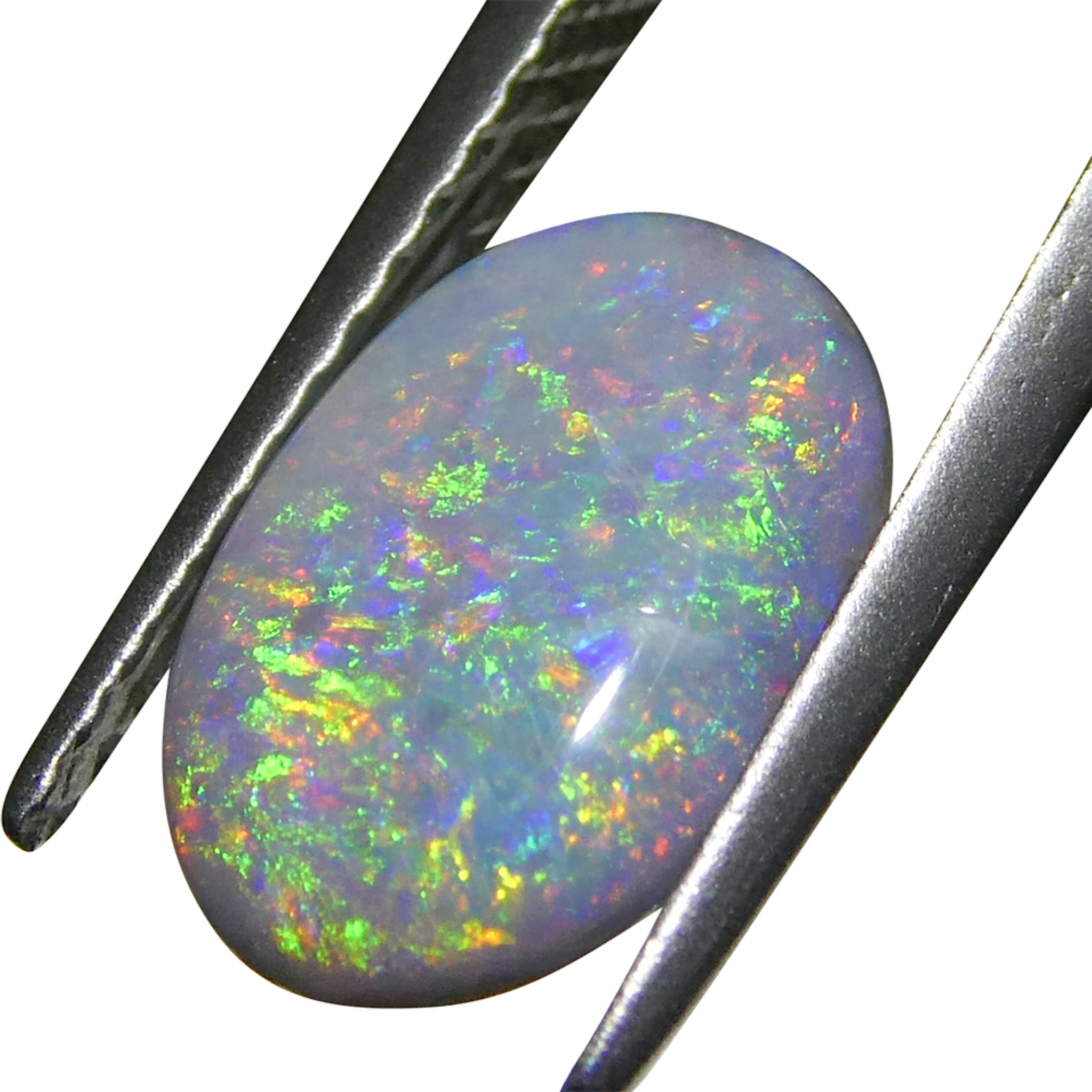 0.86ct Gray Oval Cabochon Opal from Australia, rare gemstone with play of color by SkyJems Canadian gem experts