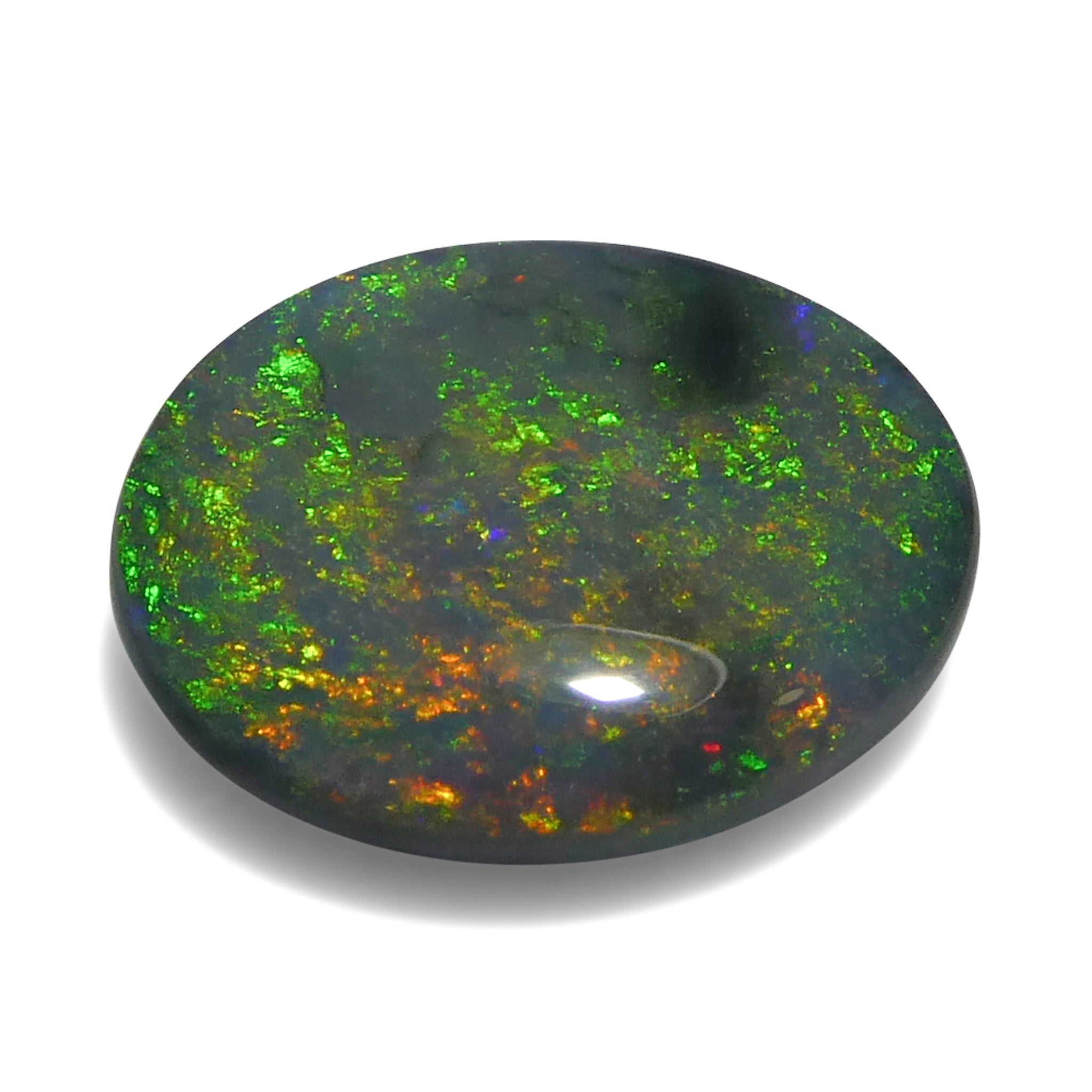 1.49ct Gray Australian Opal Cabochon with Play of Color by SkyJems, premium oval gemstone with multi-hued brilliance