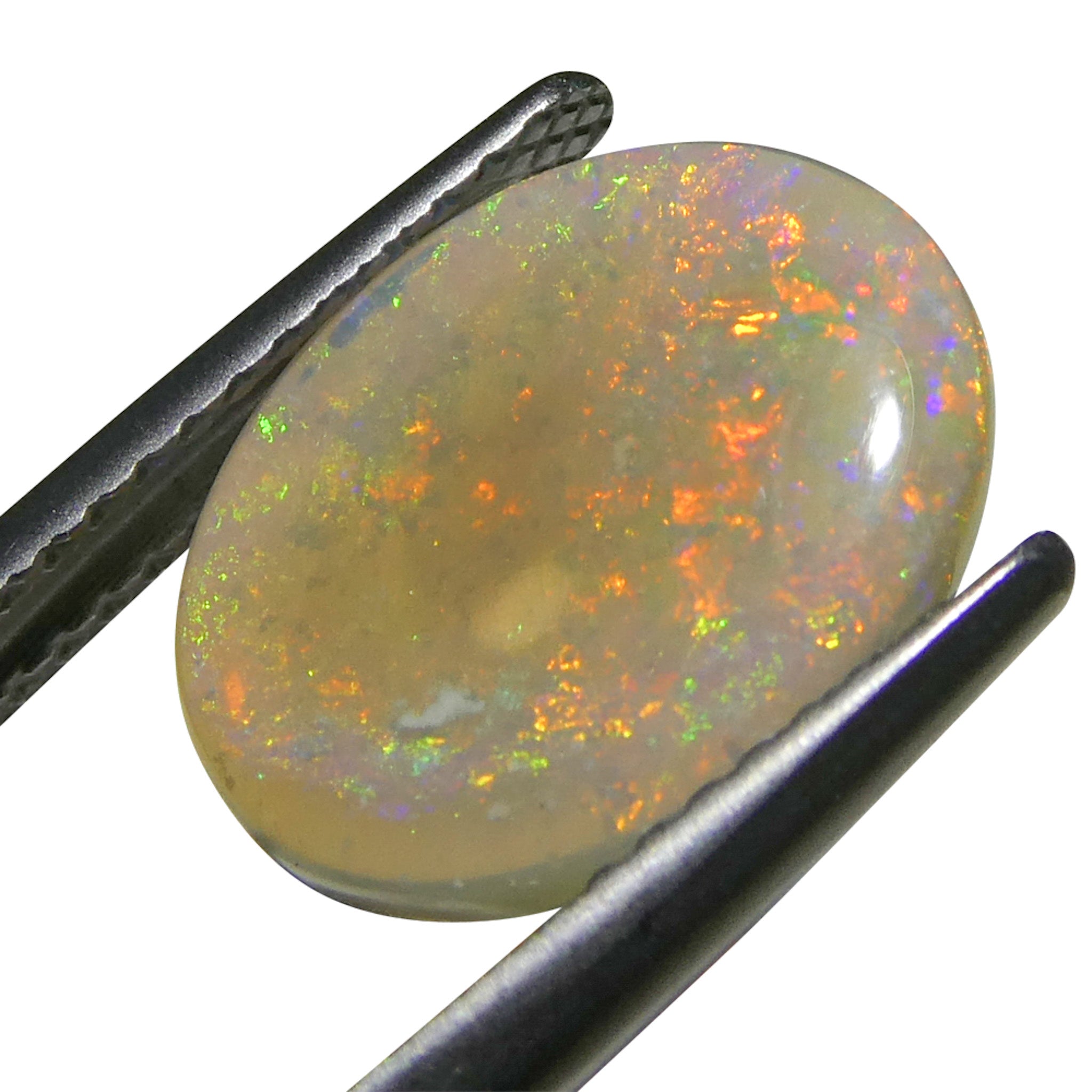 2.15ct White Opal Cabochon from Australia with Play of Color | Premium Gemstone by SkyJems Canadian Gem Experts