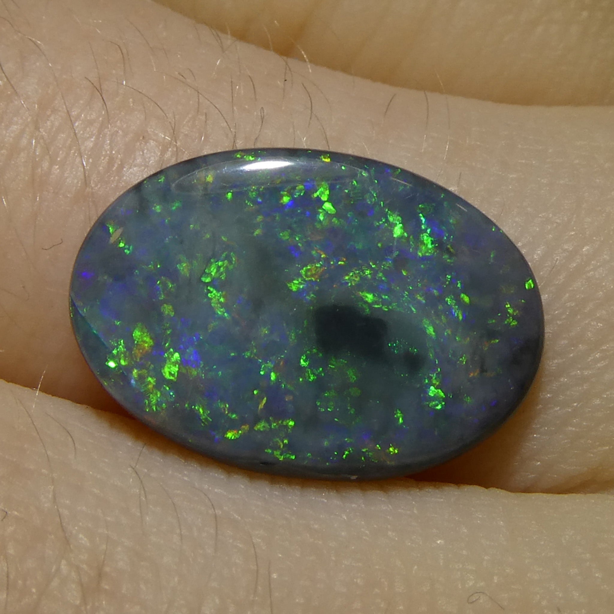 2.58ct Gray Oval Cabochon Opal from Australia, rare gemstone with play of color by SkyJems Canadian gem experts