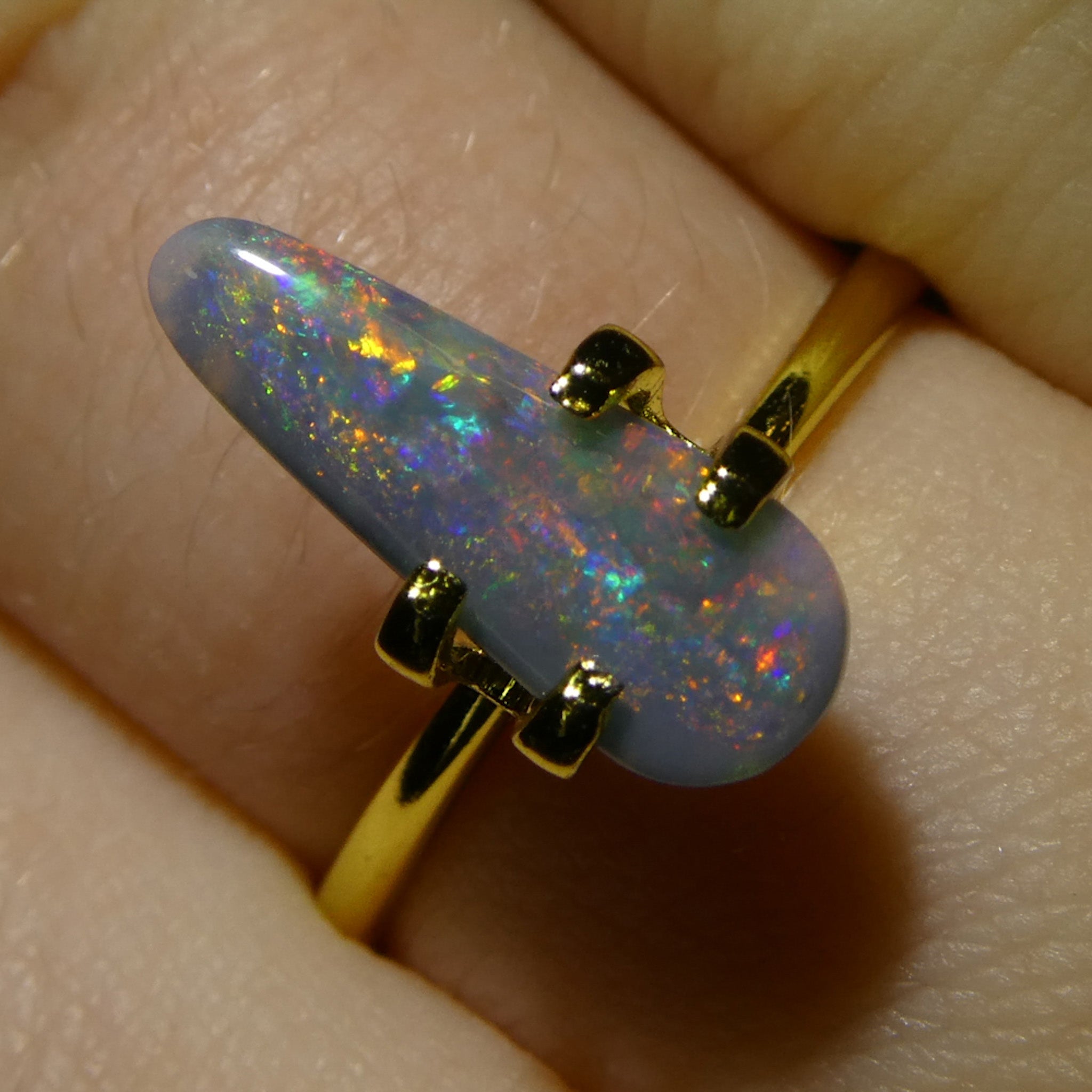 0.84ct Freeform Gray Australian Opal Cabochon with Play of Color | Premium Gemstone by SkyJems
