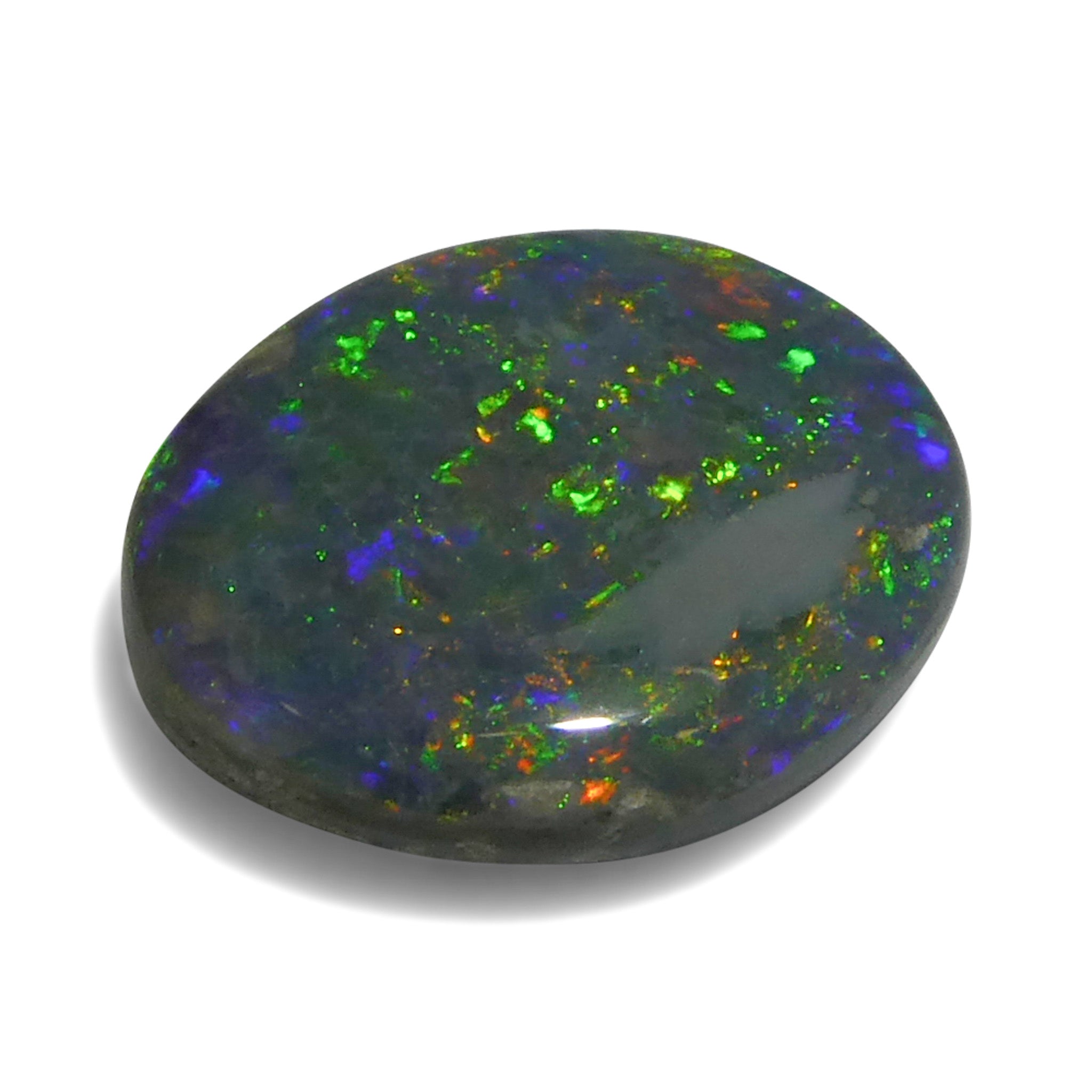 1.19ct Gray Oval Cabochon Opal from Australia, rare gemstone with play of color by SkyJems Canadian gem experts