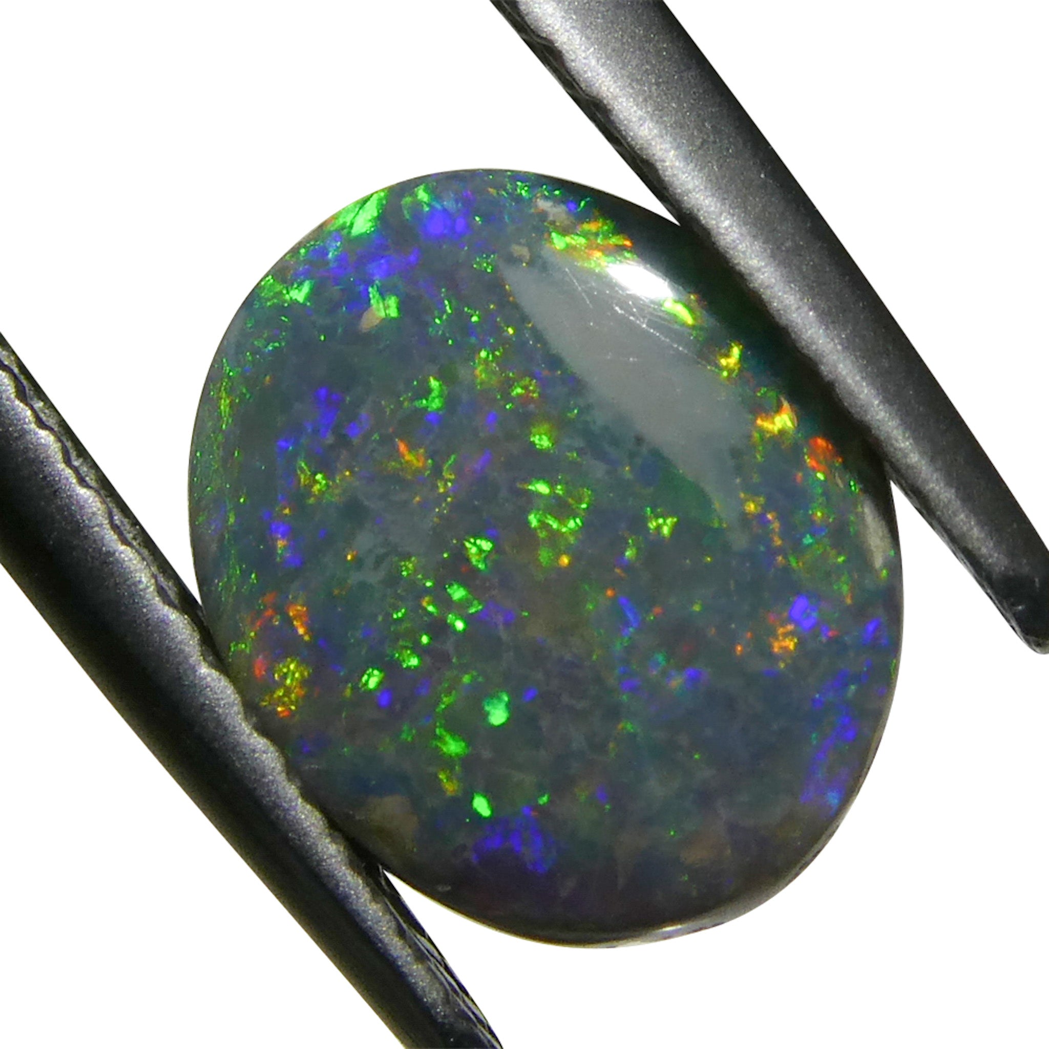 1.19ct Gray Oval Cabochon Opal from Australia, rare gemstone with play of color by SkyJems Canadian gem experts