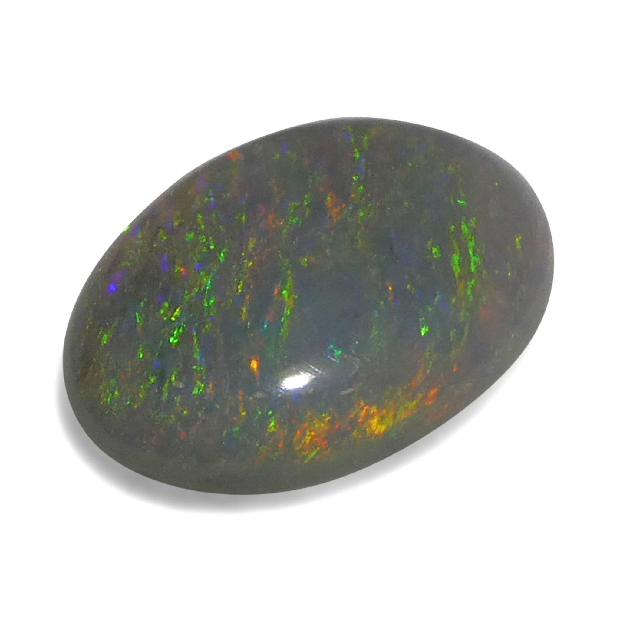 0.66ct Gray Oval Cabochon Opal from Australia, natural gemstone with play of color by SkyJems Canadian gem experts