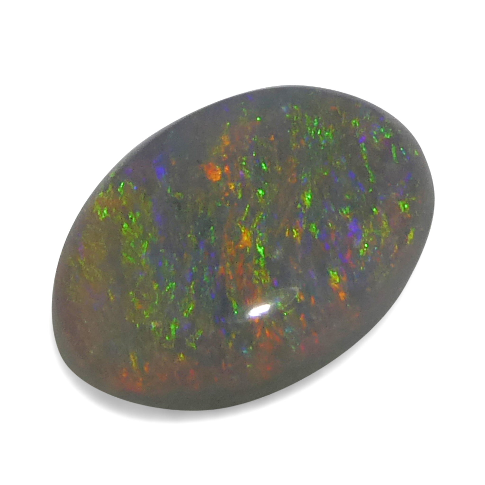 0.66ct Gray Oval Cabochon Opal from Australia, rare gemstone with play of color by SkyJems Canadian gem experts