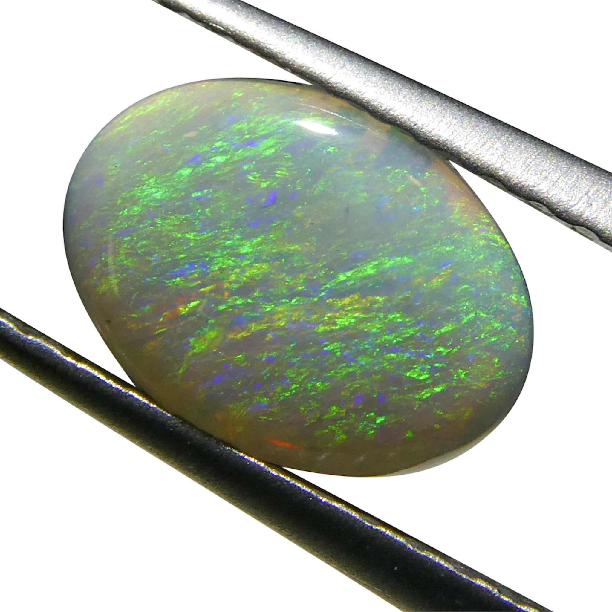 0.66ct Gray Oval Cabochon Opal from Australia, rare gemstone with play of color by SkyJems Canadian gem experts