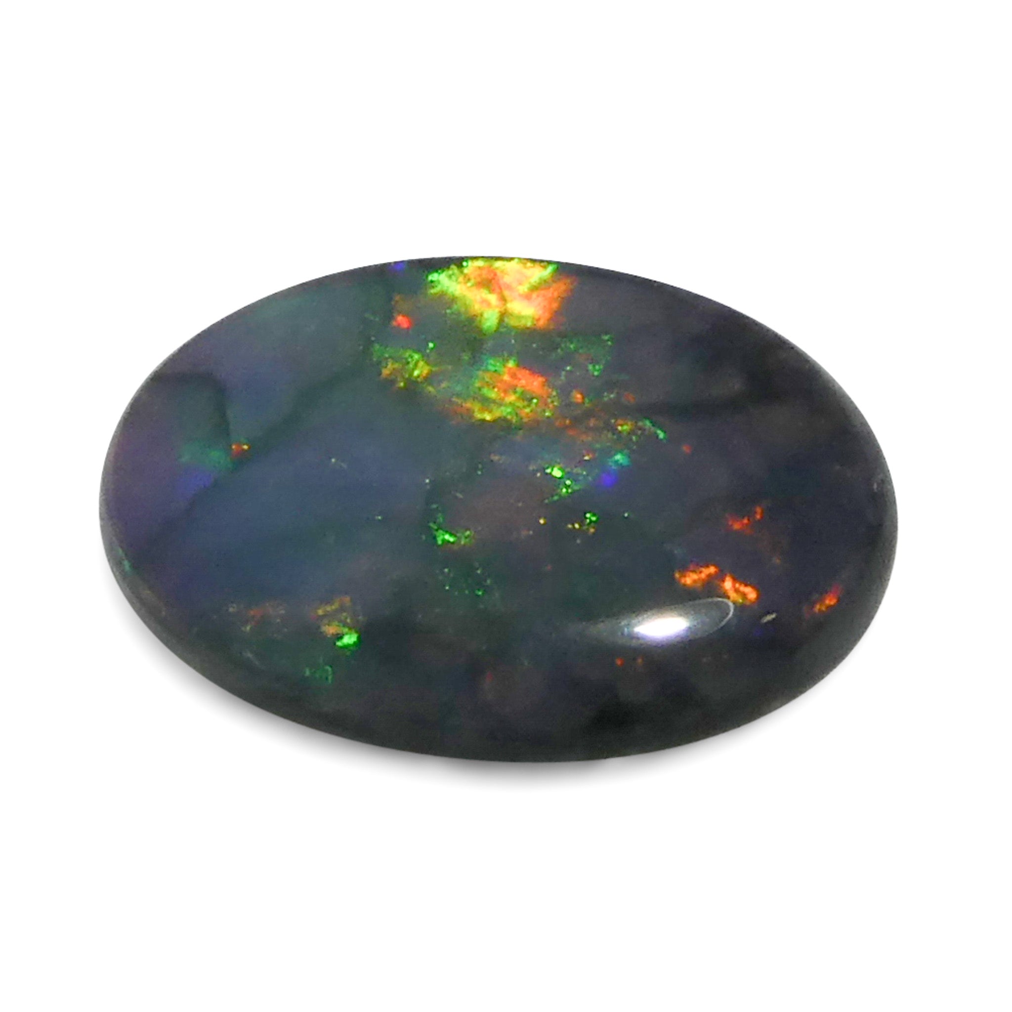 0.59ct Gray Oval Cabochon Opal from Australia, rare gemstone with play of color by SkyJems Canadian gem experts