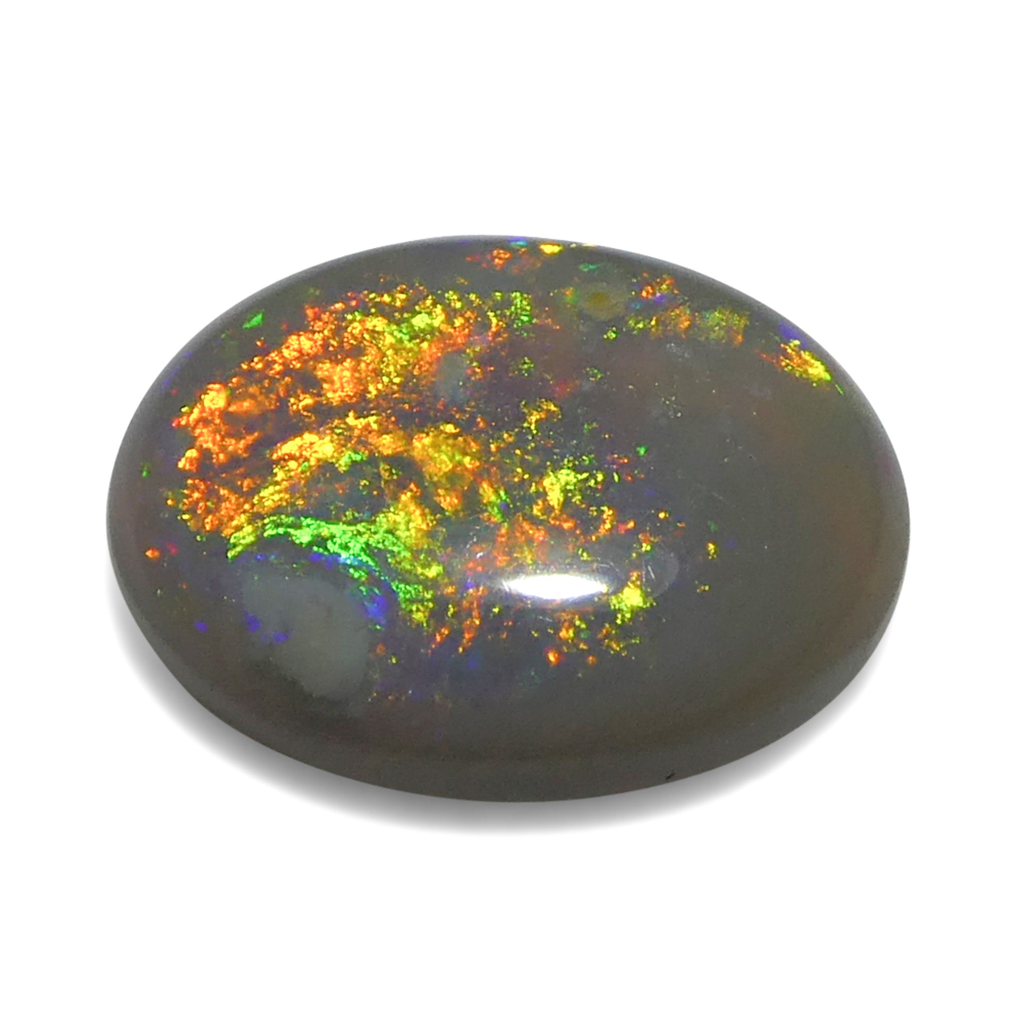 0.72ct Gray Oval Cabochon Opal from Australia, rare gemstone with play of color by SkyJems Canadian gem experts